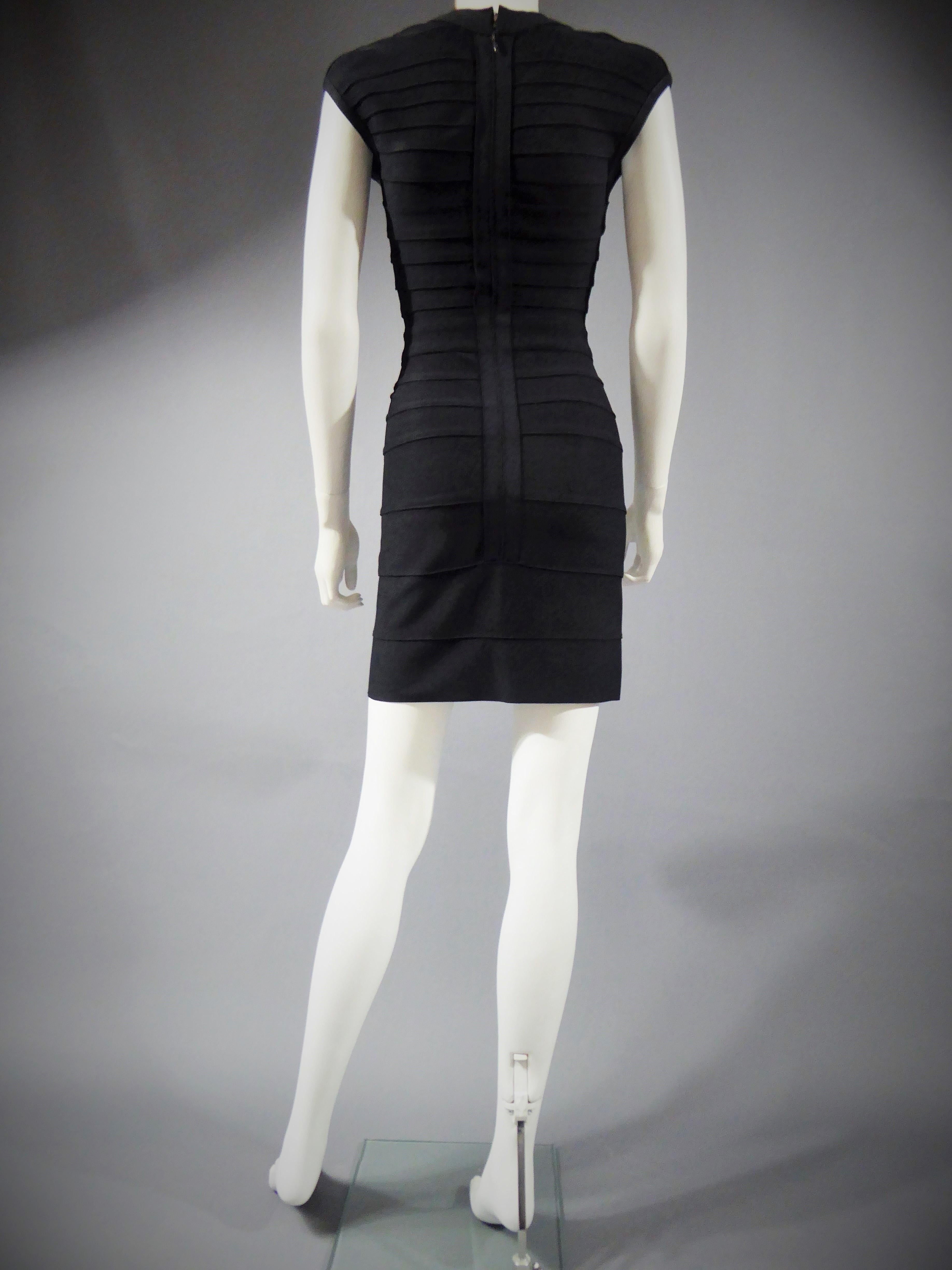 A French Hervé Léger Couture stretch Little black Dress Circa 1995 For Sale 4