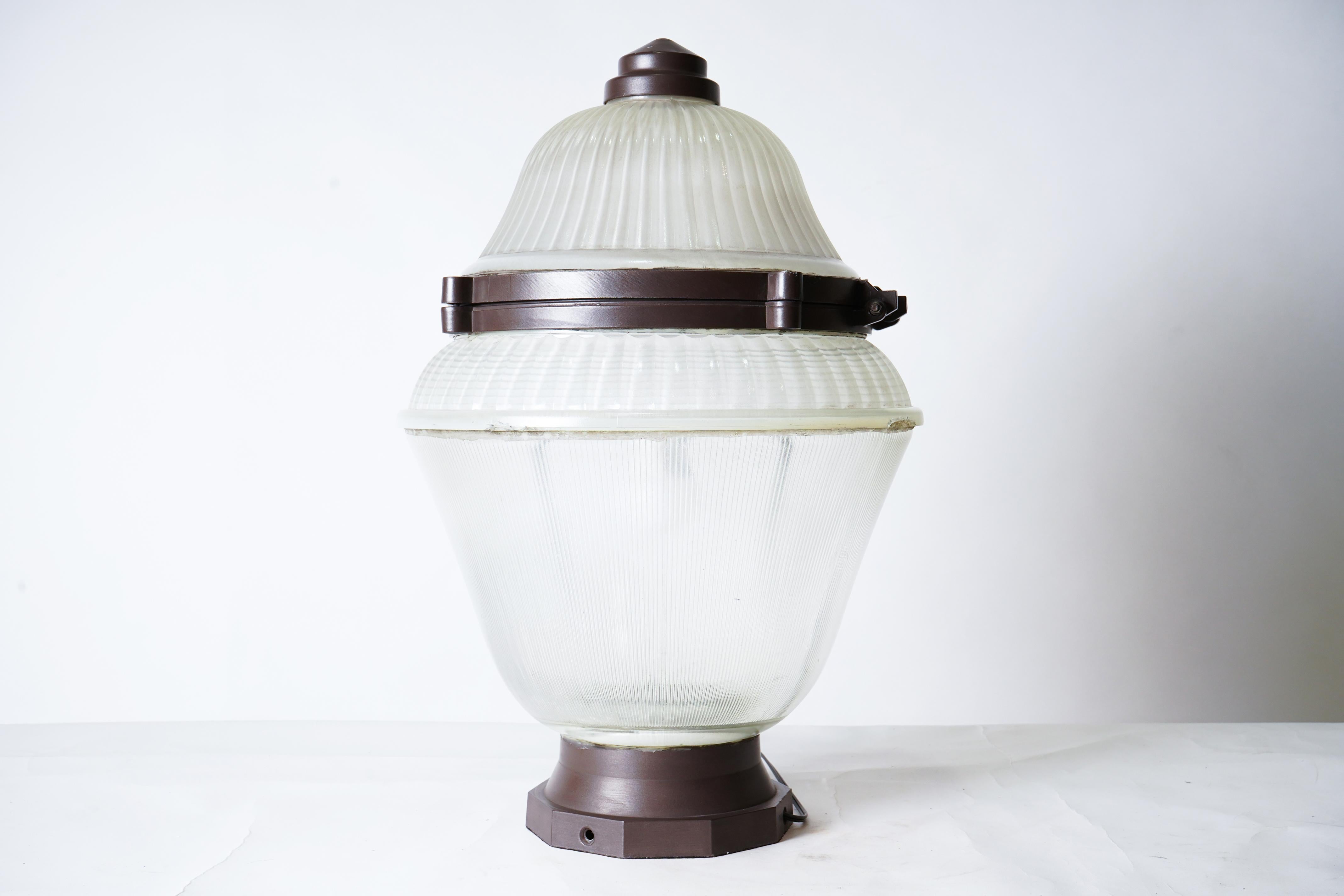 20th Century French Holophane Glass Street Lamp Converted to Pendant For Sale