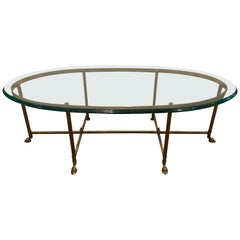 French Hollywood Regency Jansen Style Coffee / Low Table Having a Fine Glass Top