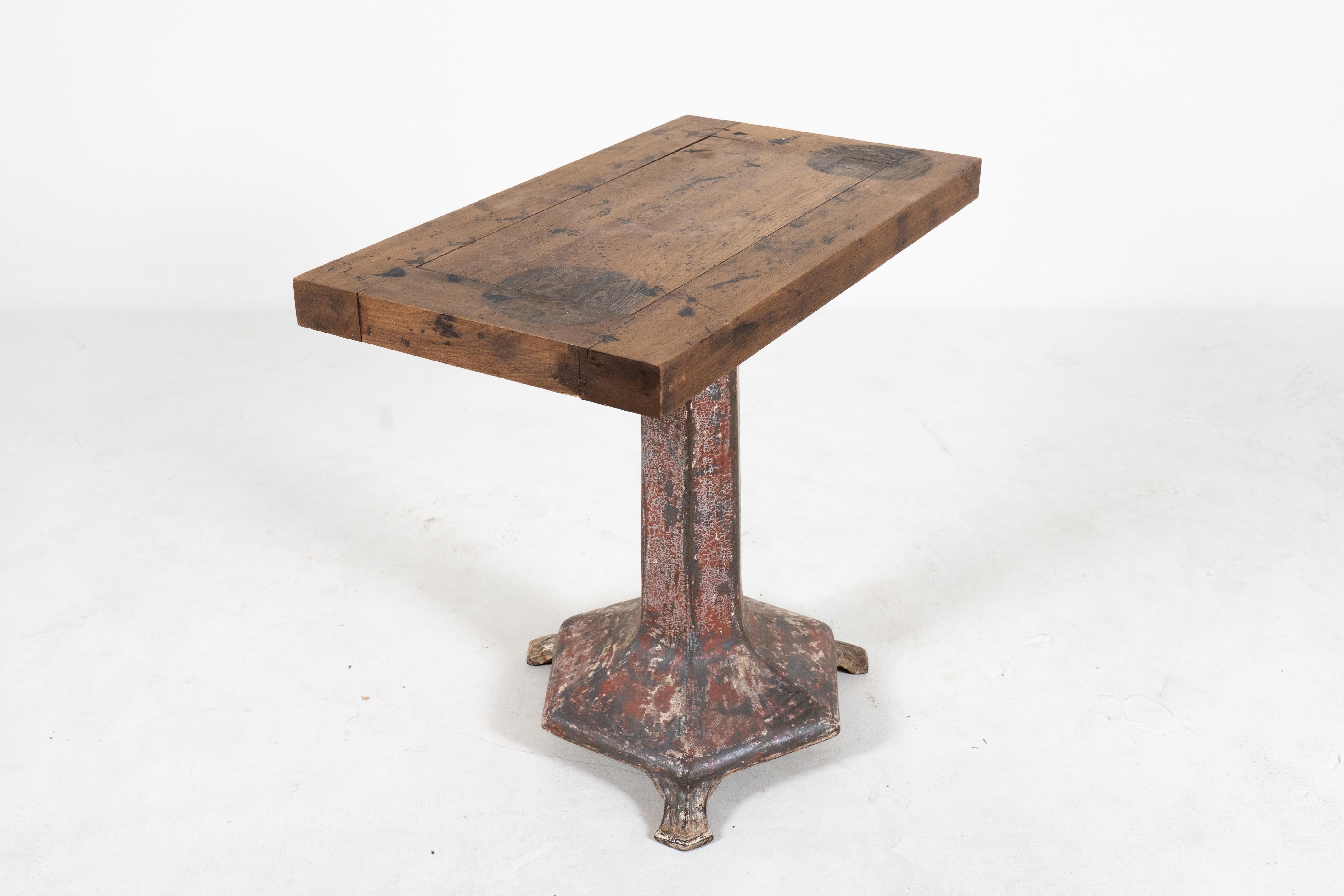 A French Industrial Table with Iron Base, c.1930 In Good Condition In Chicago, IL