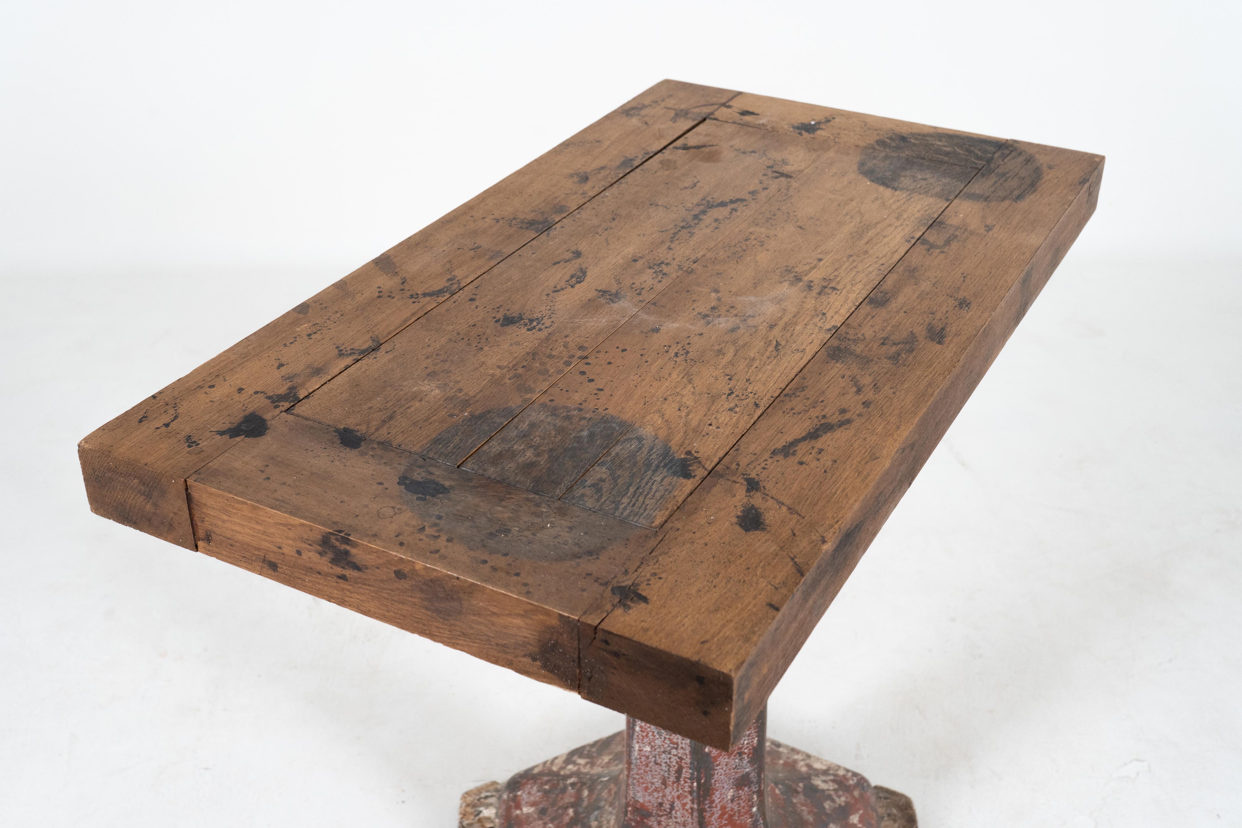 A French Industrial Table with Iron Base, c.1930 5