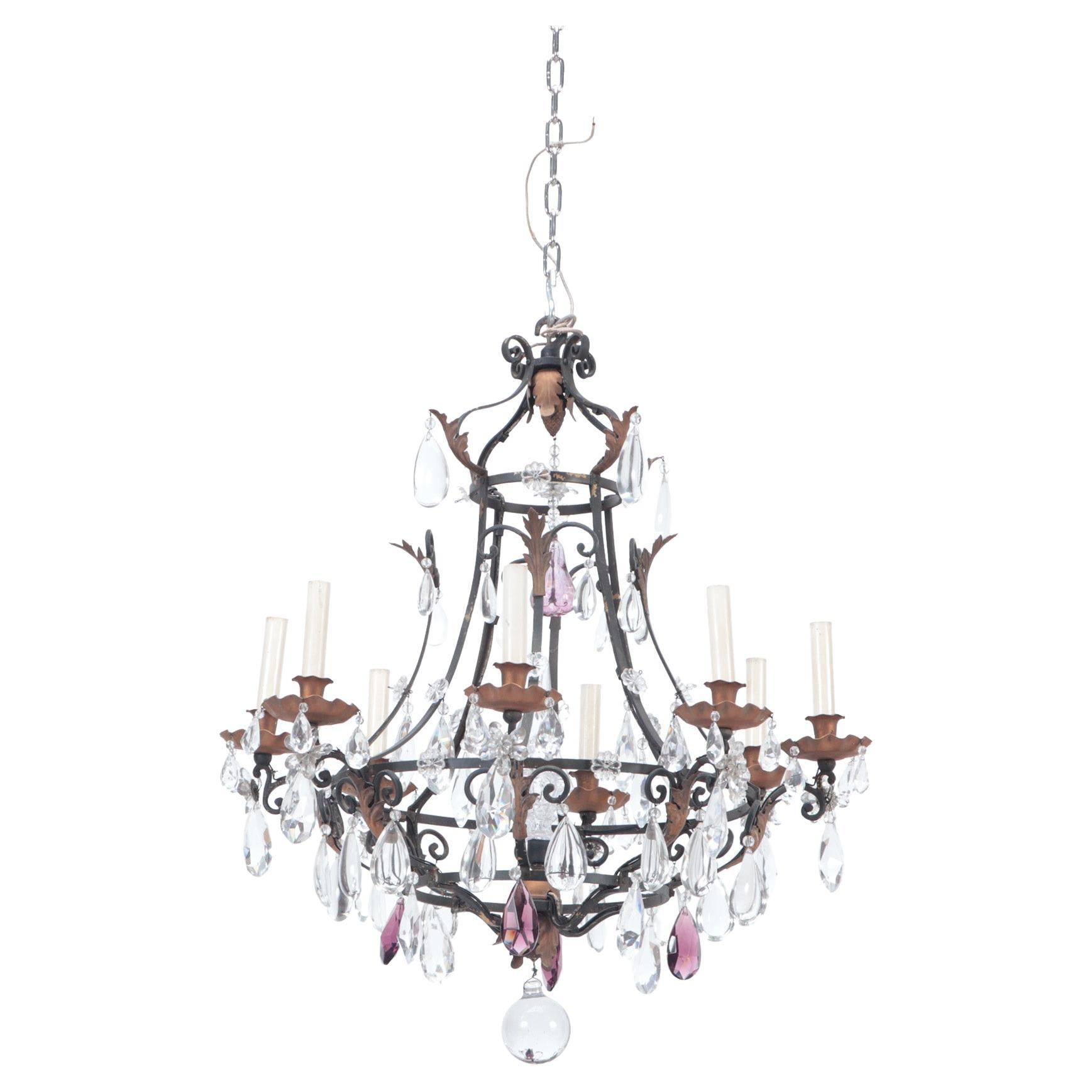 French Murano Fruit and Drops Crystal Swags Chandelier, circa 1920 at