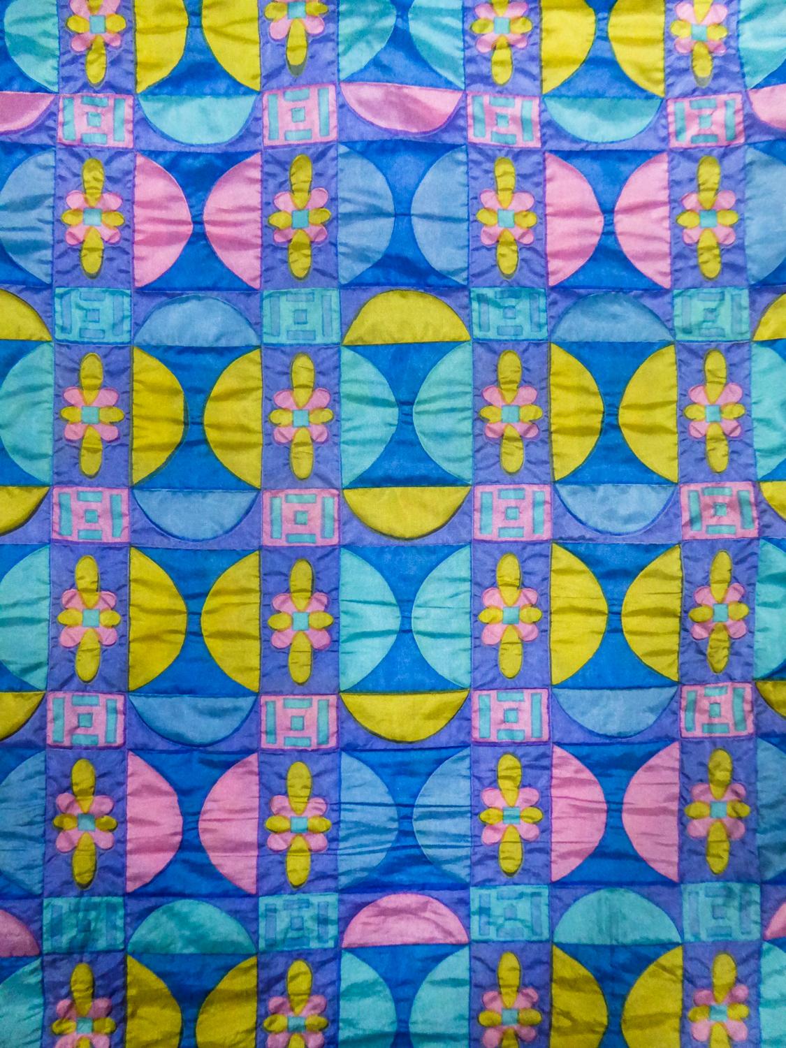 Blu Un abito francese stampato in stile Pop Art di Jacques Dessange del 1970 circa in vendita