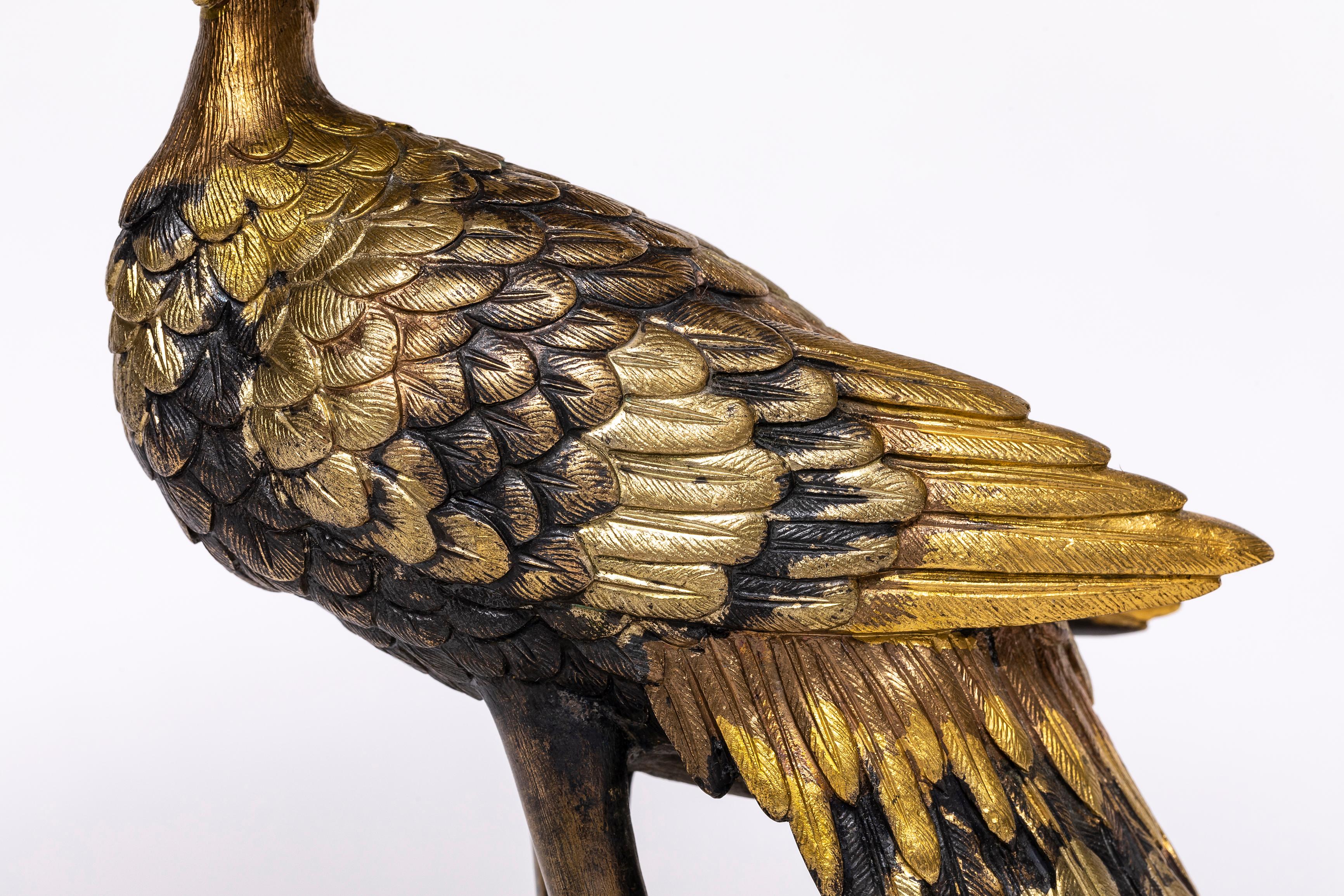 Centro de mesa/bandeja de pavo real de metal mixto orientalista del japonismo francés, por E. Cornu en venta 6