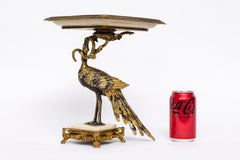 A French Japanism Orientalist Mixed-Metal Peacock Centerpiece/Tray, by E. Cornu