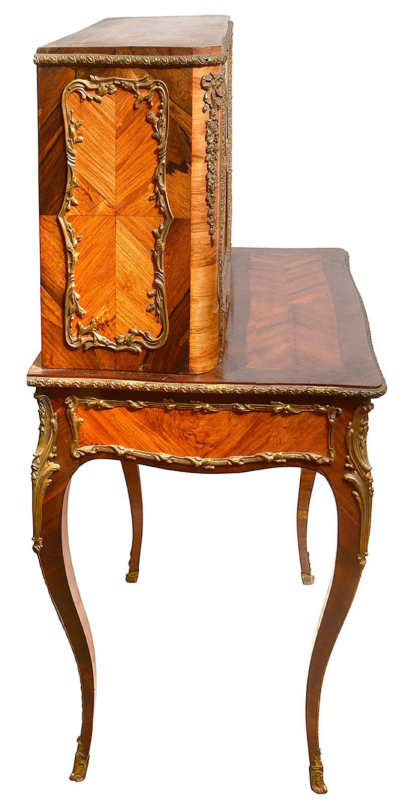 French Kingwood and Ormolu-Mounted Bonheur Du Jour, 19th Century For Sale 1