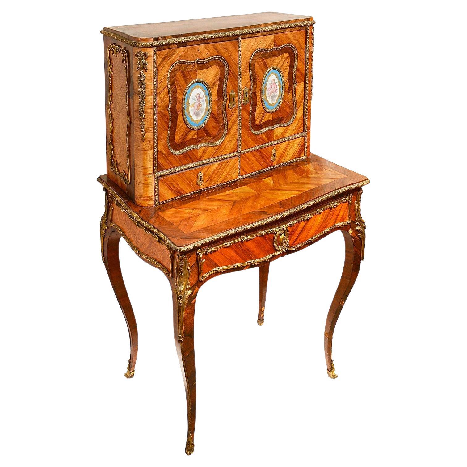 French Kingwood and Ormolu-Mounted Bonheur Du Jour, 19th Century For Sale