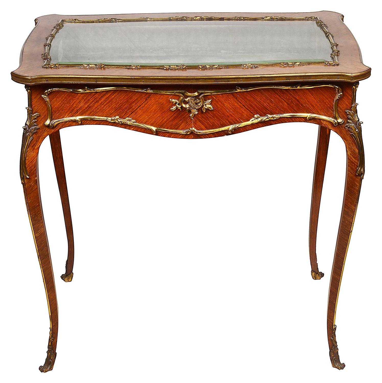 Französischer Bijouterie-Tisch aus Veilchenholz, 19. Jahrhundert (Goldbronze) im Angebot