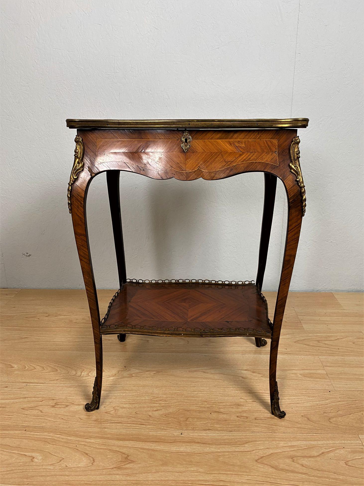 French Kingwood and Metal Mounted Bijouterie Table of Louis XV Design For Sale 7