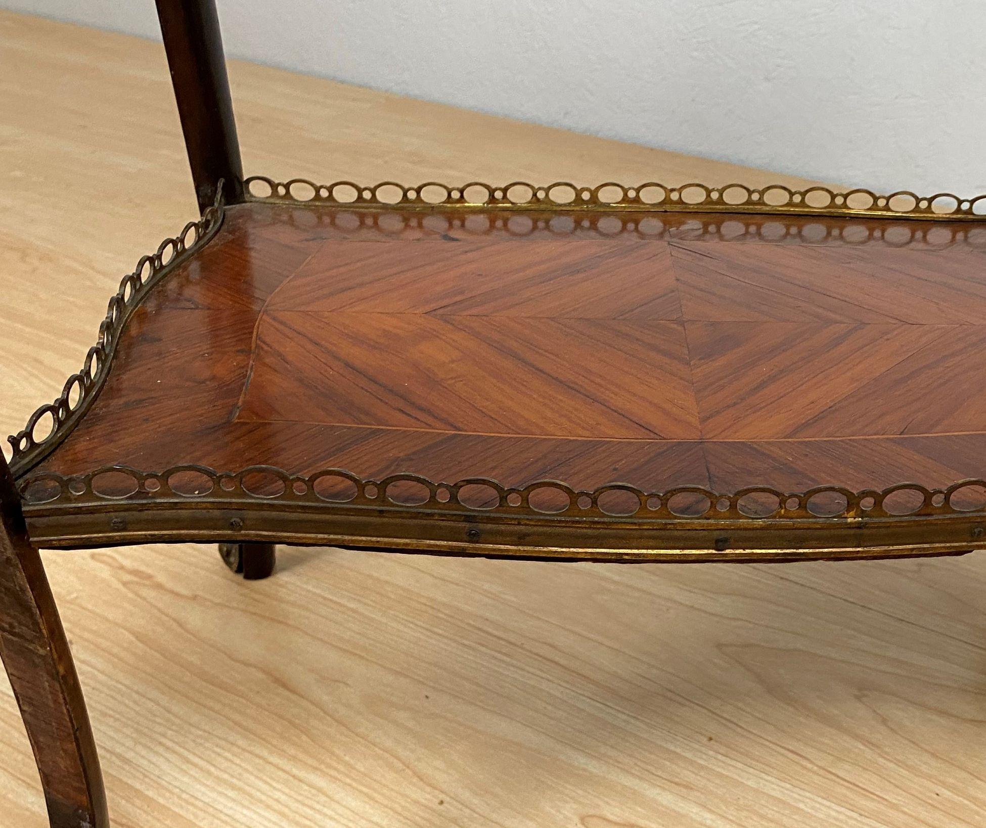Brass French Kingwood and Metal Mounted Bijouterie Table of Louis XV Design For Sale