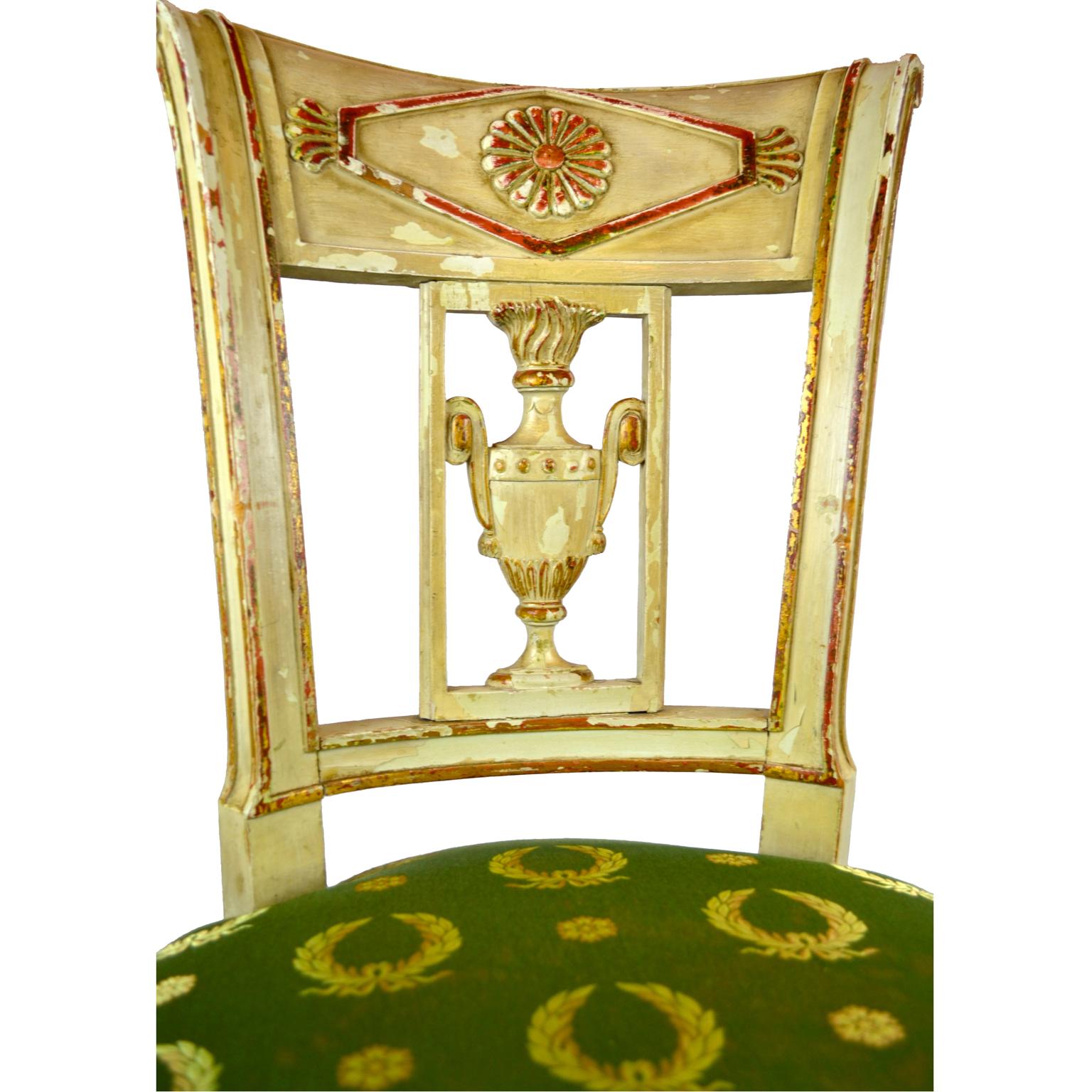 Hand-Painted French Late 18th Century Painted Directoire Chair For Sale