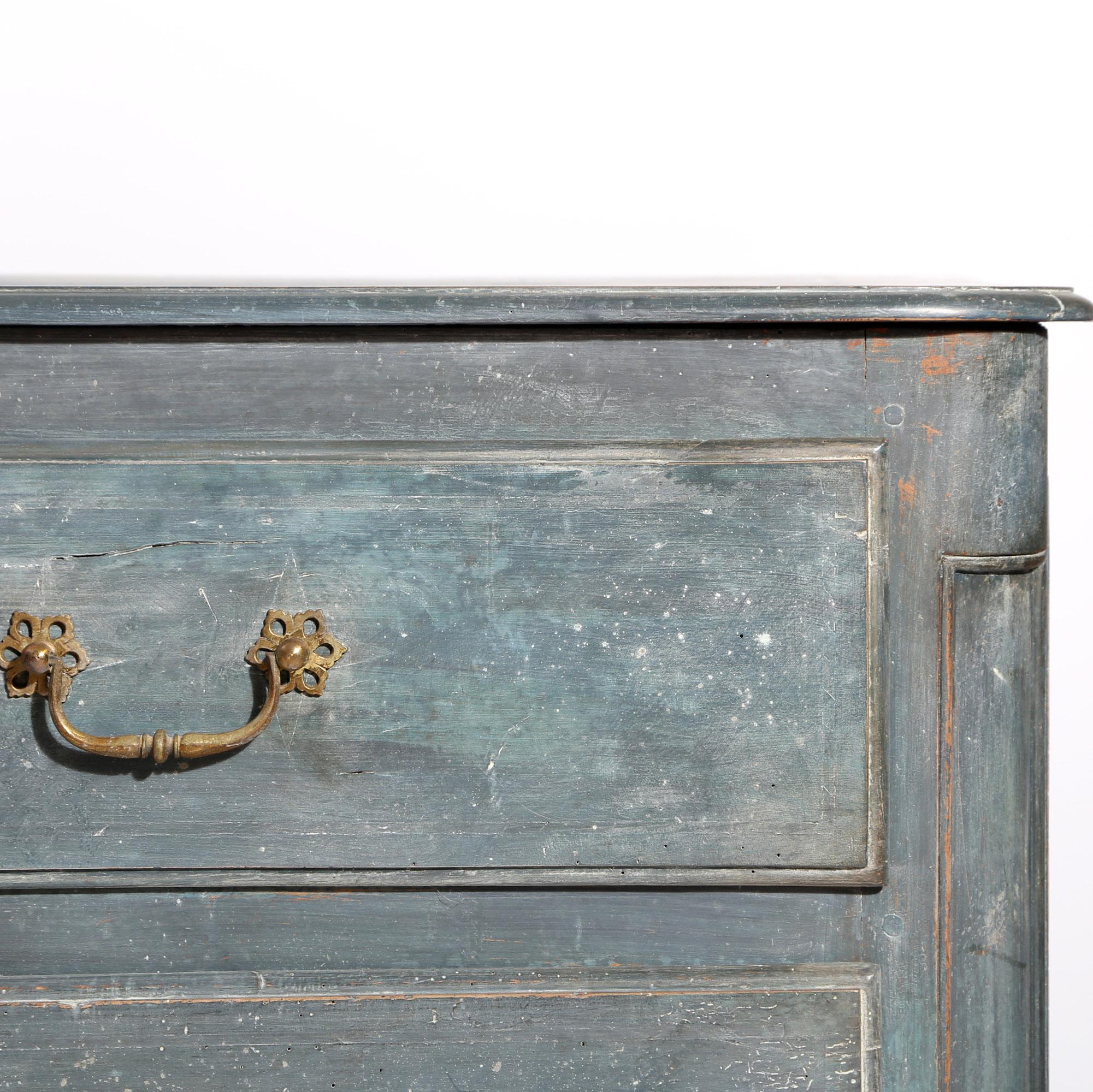 French Late 19th Century Blue Painted Chest of Drawers or Commode 3