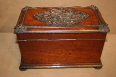 French Late 19th Century  Decorative Bronze Mounted Oak Tea Caddy