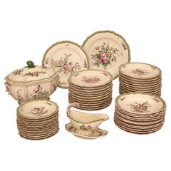 A French late 19th century Louis XV st. Lunéville Faience Porcelain serving set