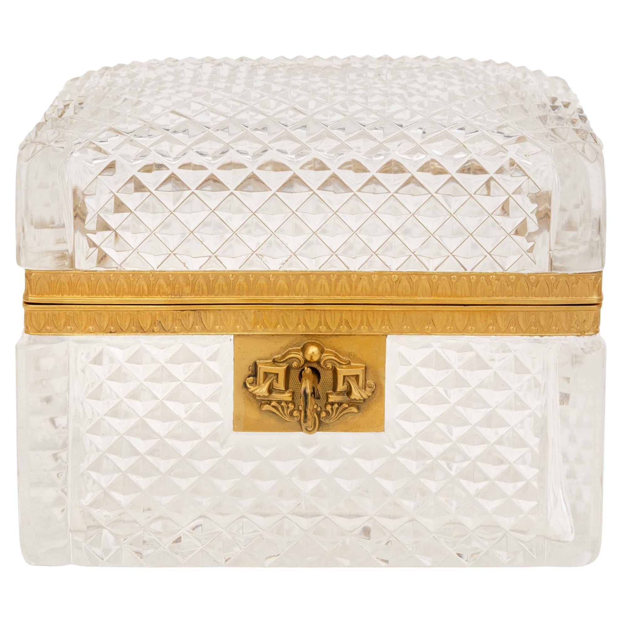 A French late 19th century Louis XVI st. Crystal and Ormolu box