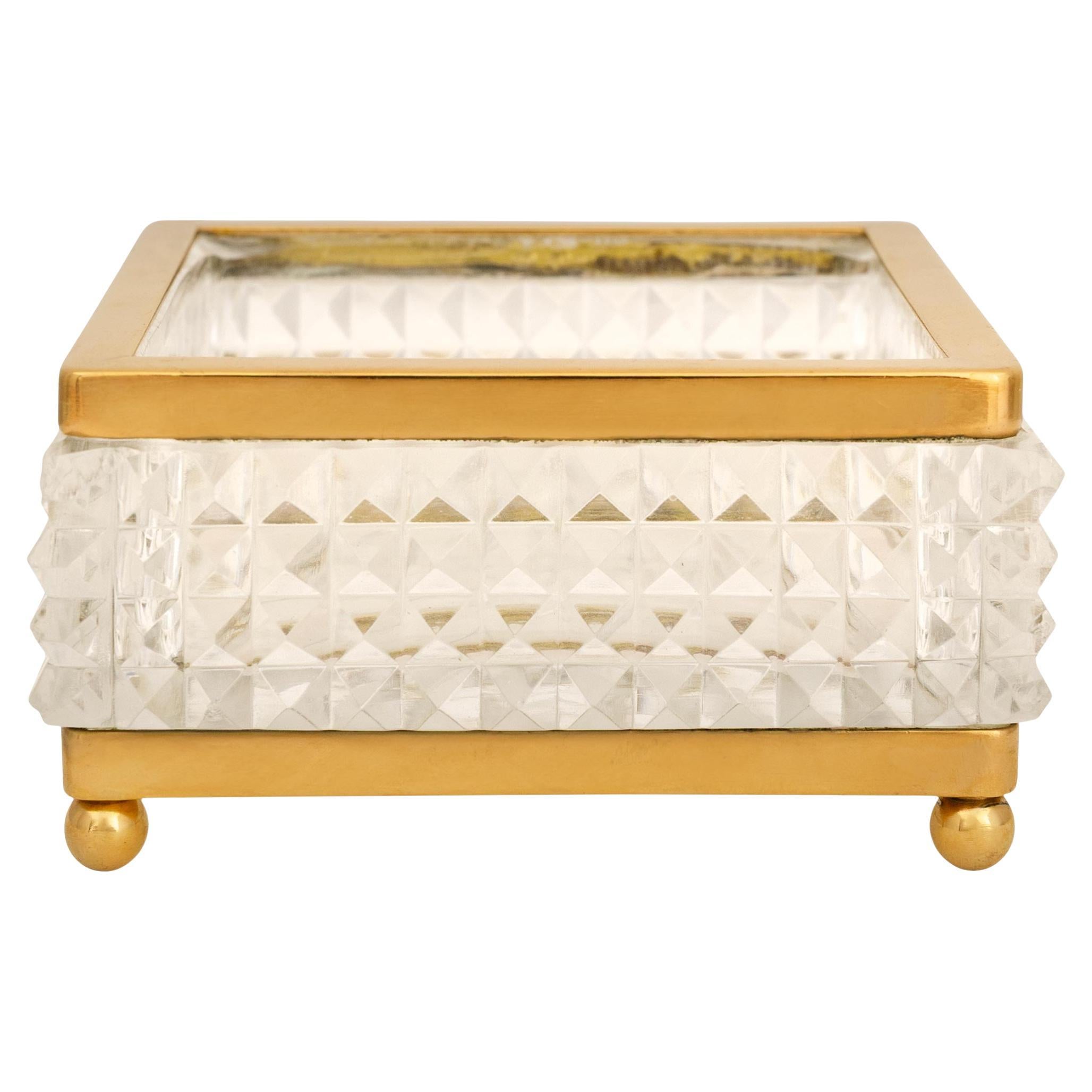 A French late 19th century Louis XVI st. Crystal and Ormolu open box For Sale