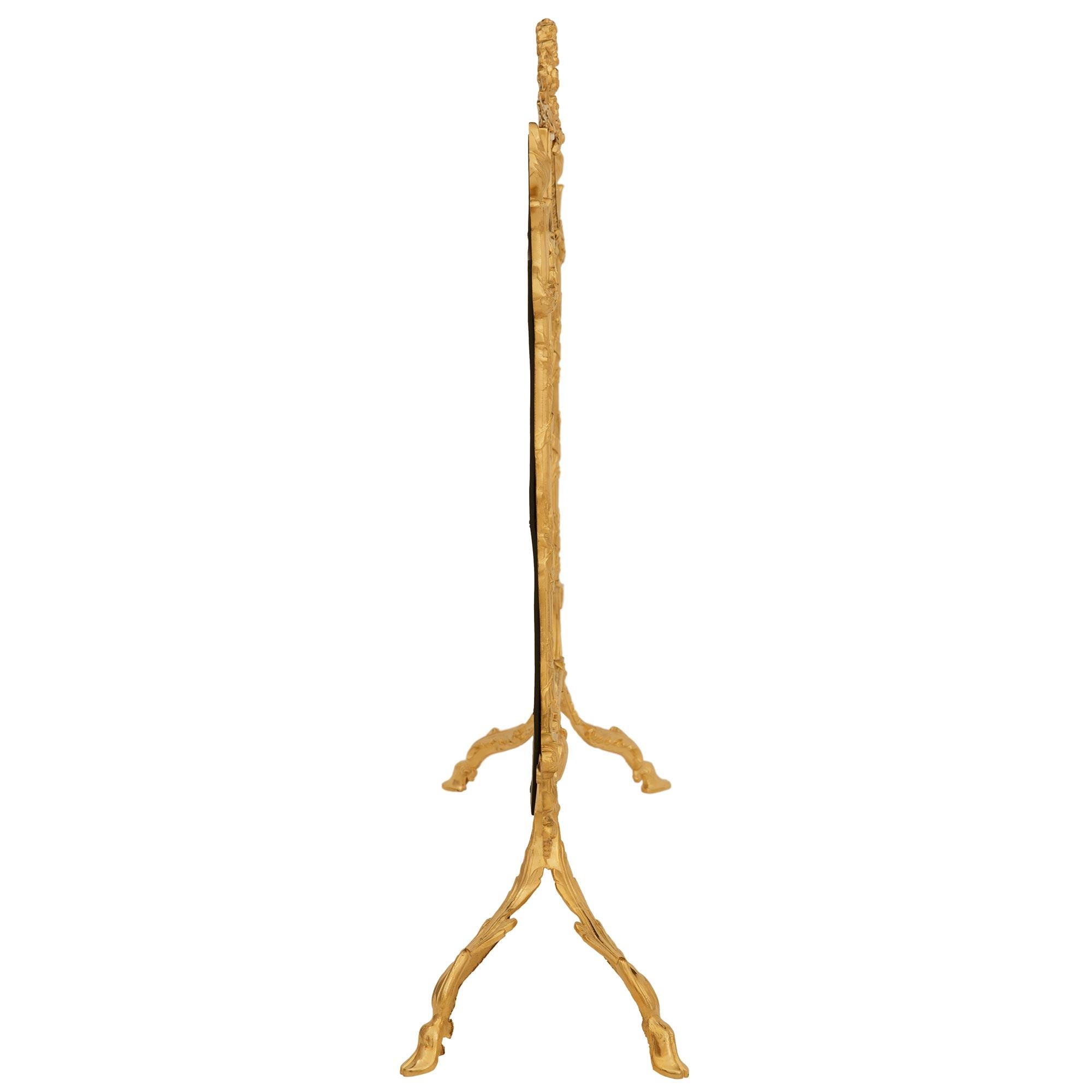 19th Century A French late 19th century Louis XVI st. Ormolu fire screen For Sale