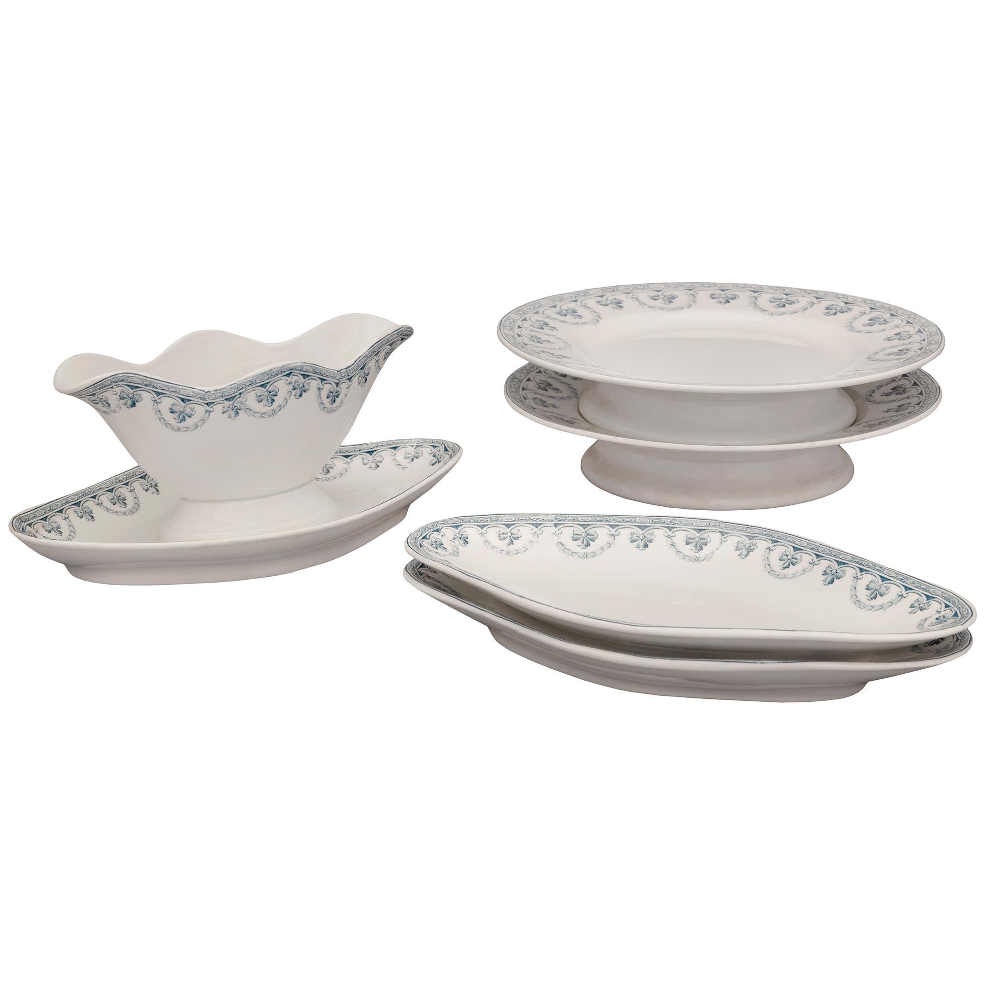 A French late 19th century Louis XVI st. white Saint Amand et Hamage dining set In Good Condition For Sale In West Palm Beach, FL