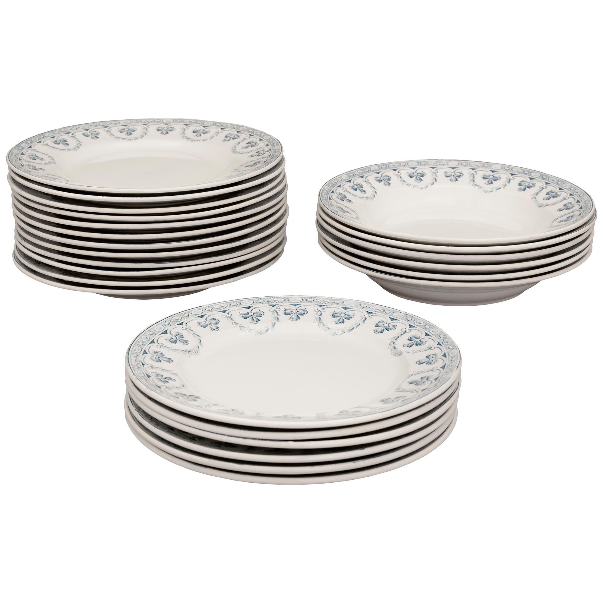 19th Century A French late 19th century Louis XVI st. white Saint Amand et Hamage dining set For Sale