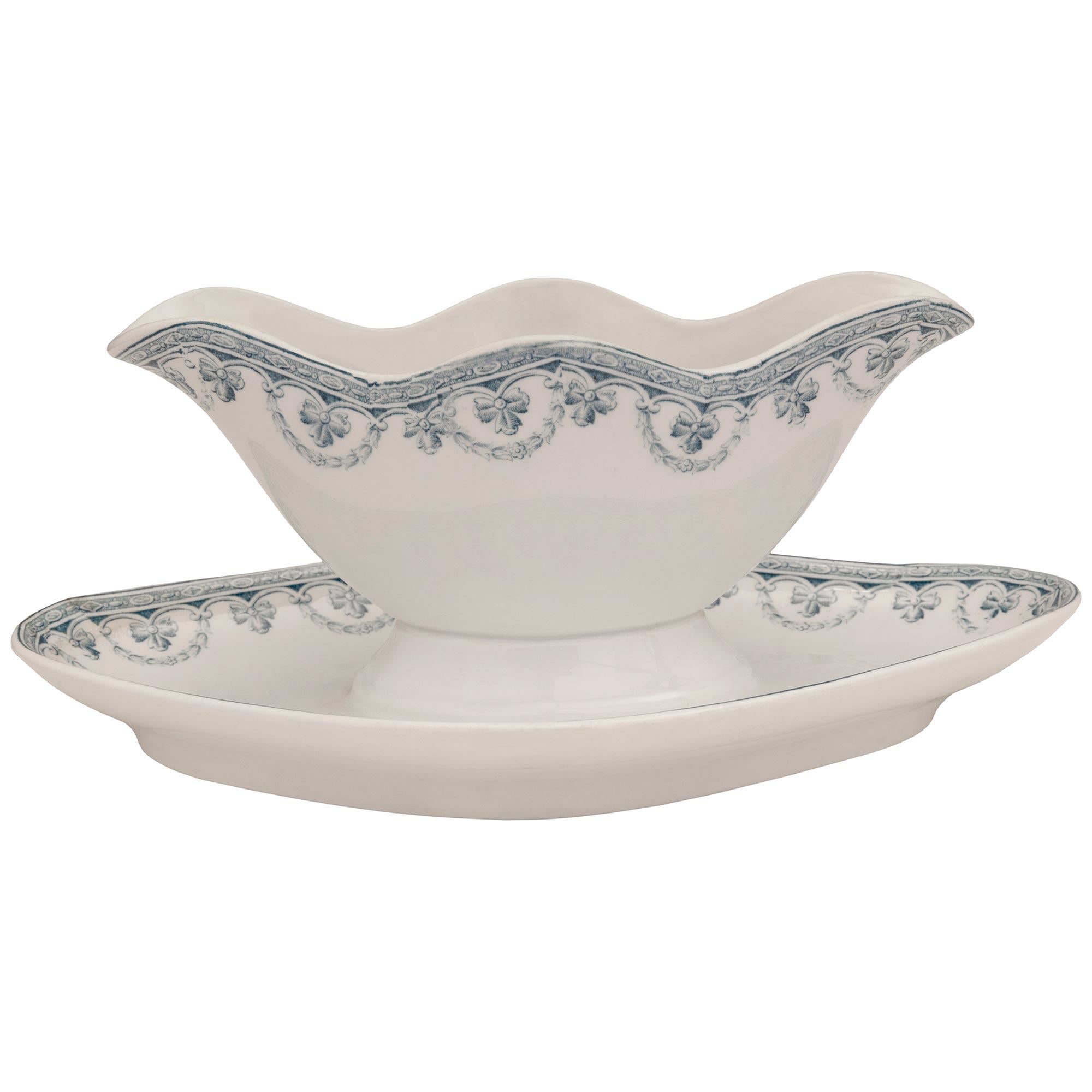 A French late 19th century Louis XVI st. white Saint Amand et Hamage dining set For Sale 3