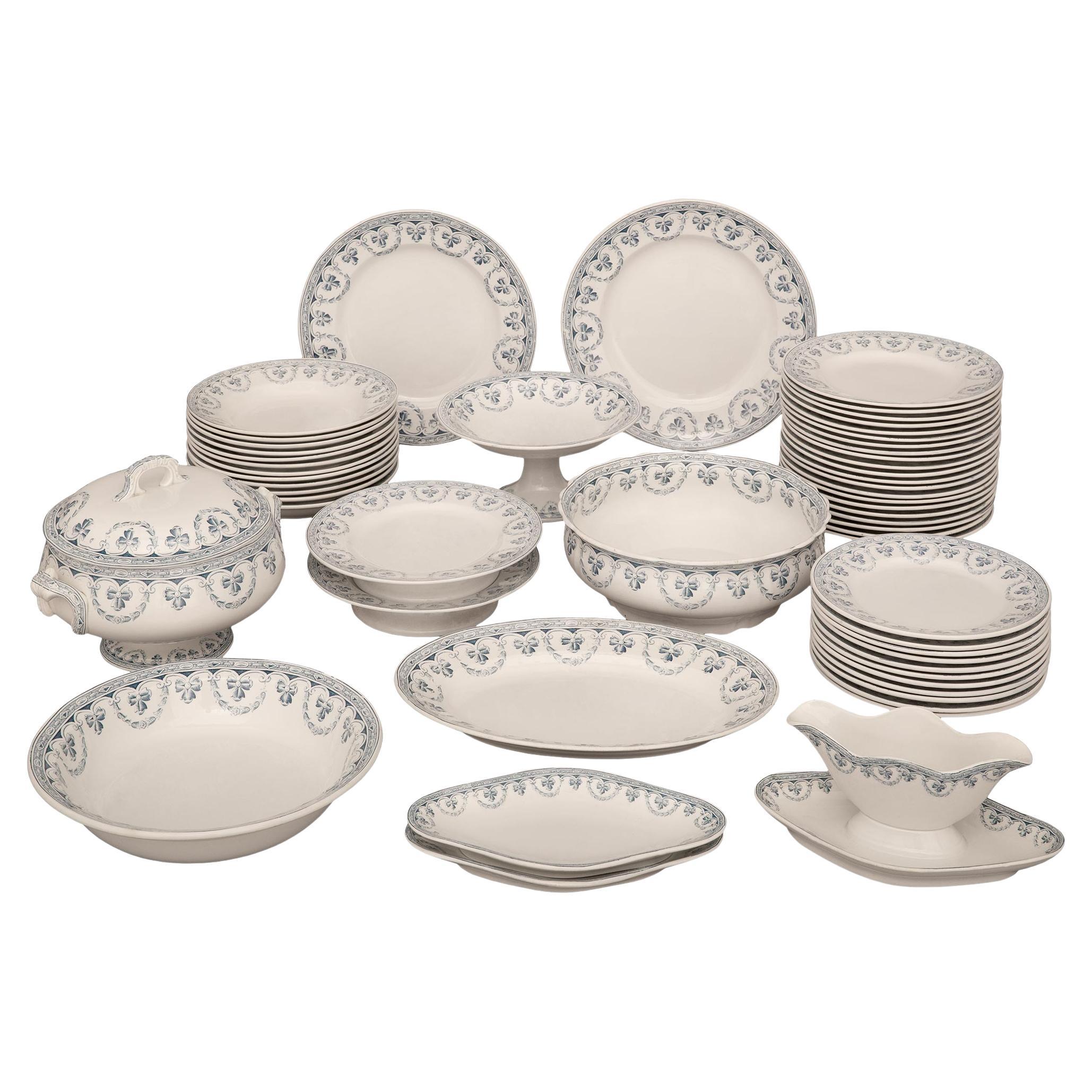 A French late 19th century Louis XVI st. white Saint Amand et Hamage dining set For Sale
