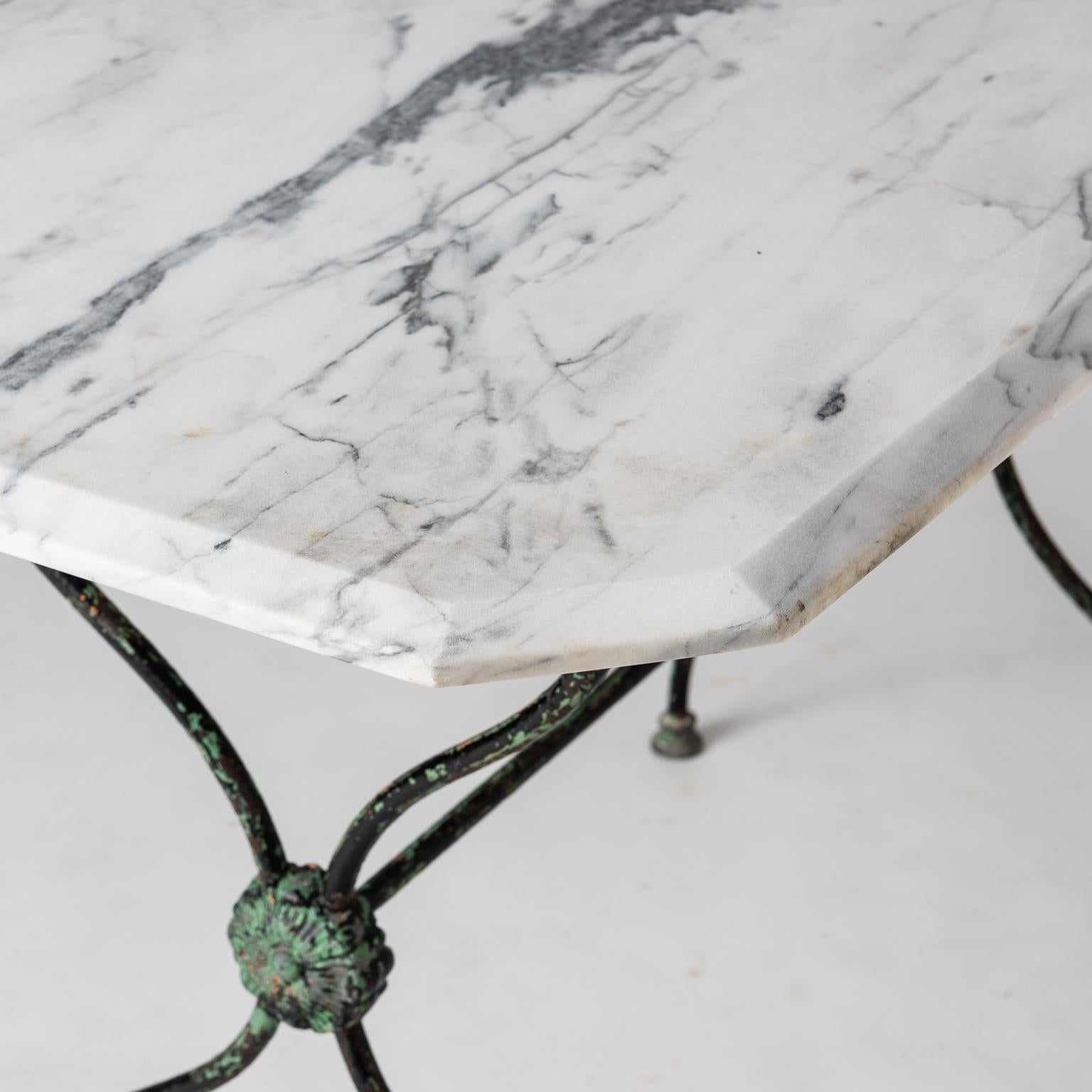 French Late 19th Century Garden Table with Marble Top For Sale 5