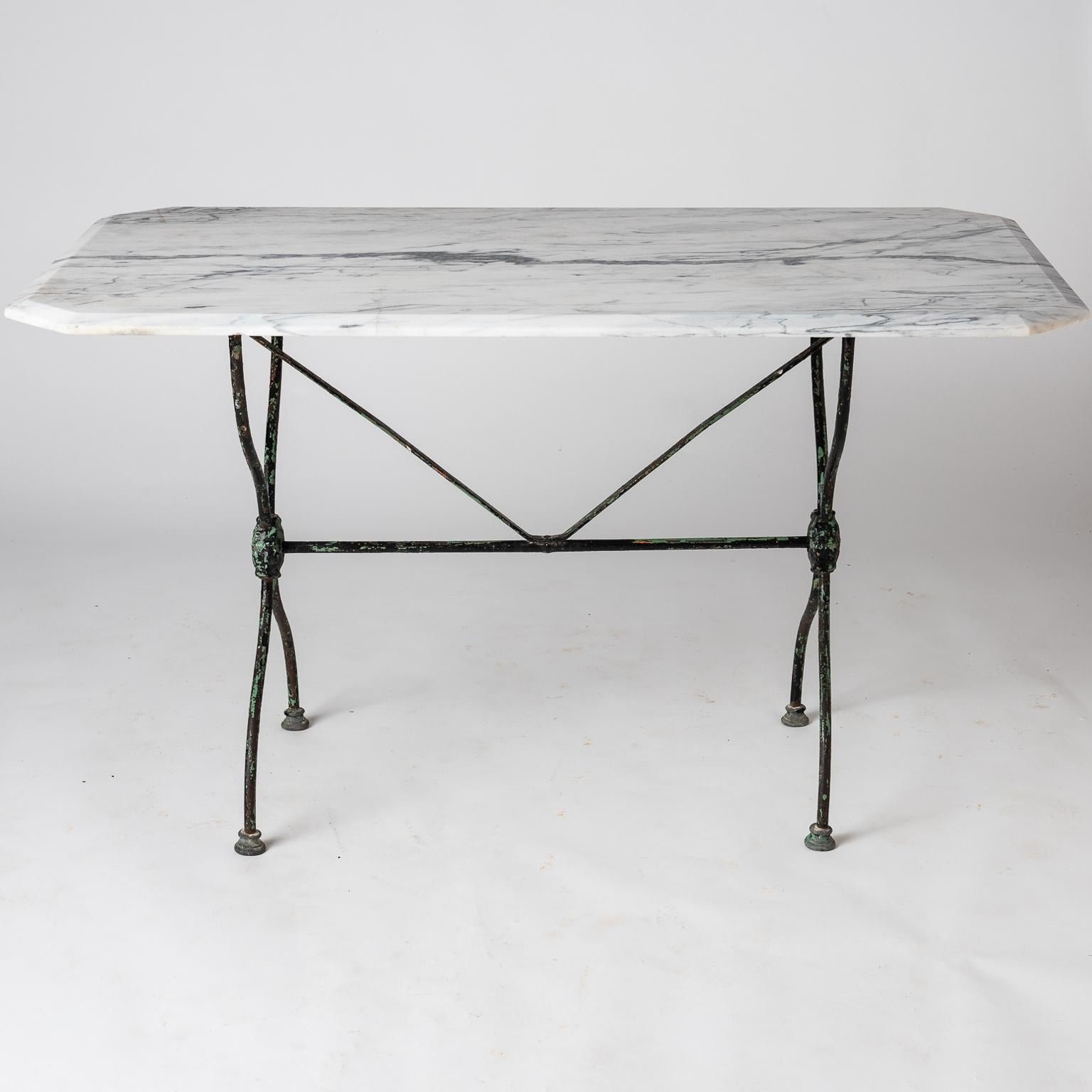 French Late 19th Century Garden Table with Marble Top For Sale 2