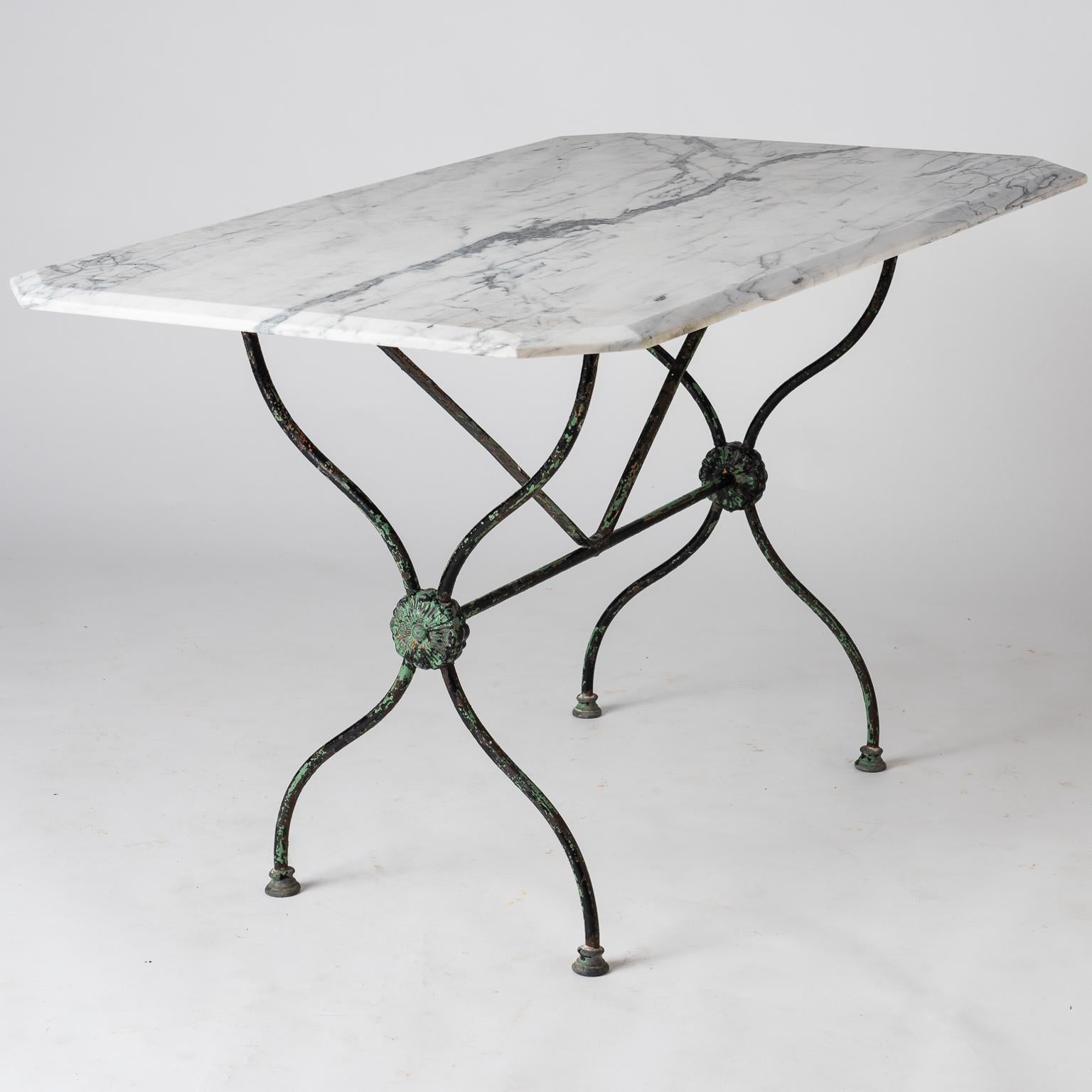 French Late 19th Century Garden Table with Marble Top For Sale 4