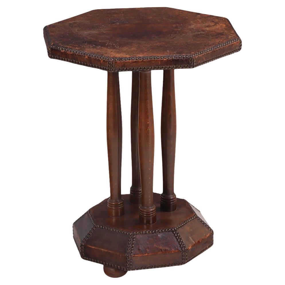 A French Leather-Clad End Table, C. 1935.