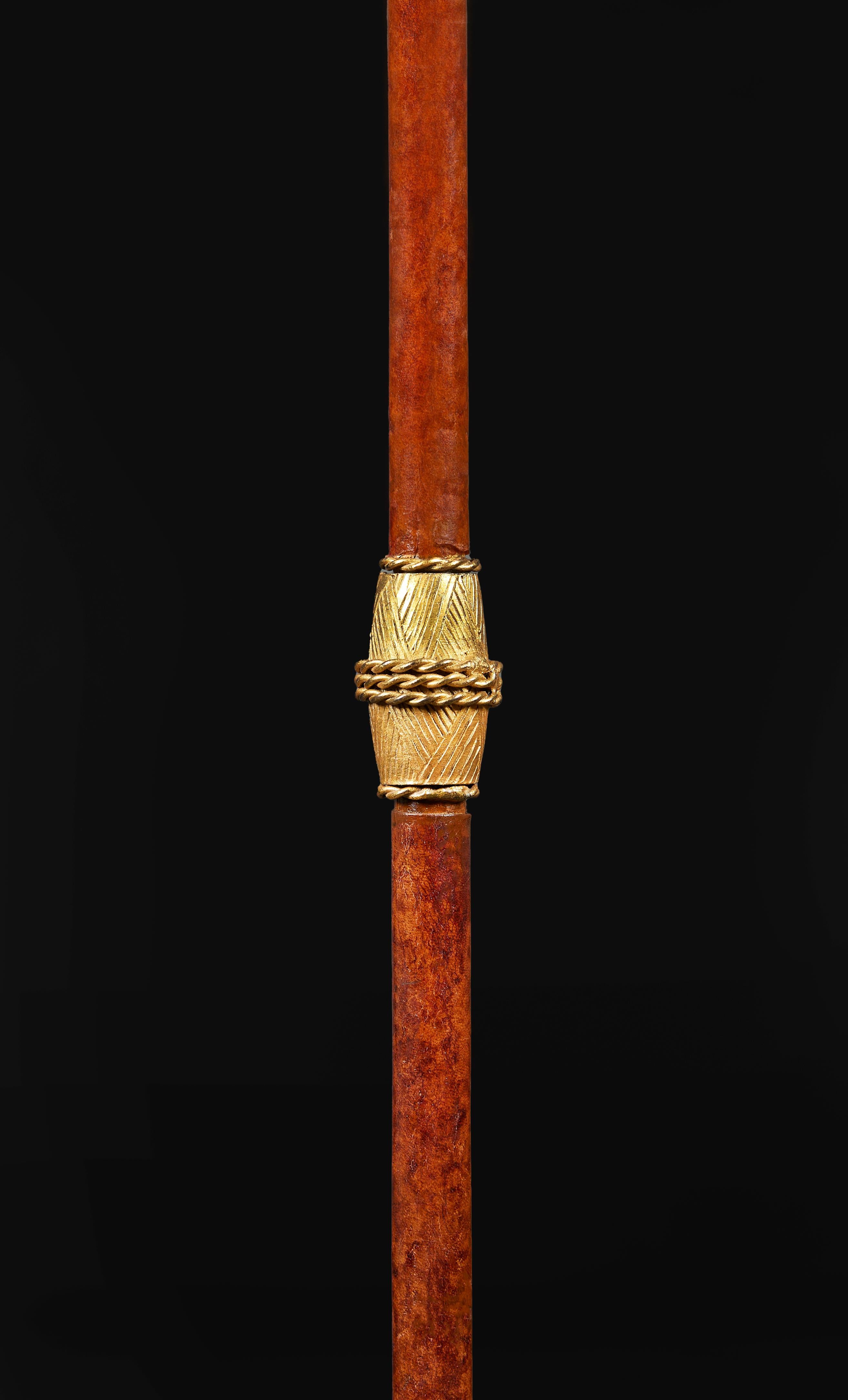 20th Century A French Leather Floor Lamps with Gold Tooling For Sale
