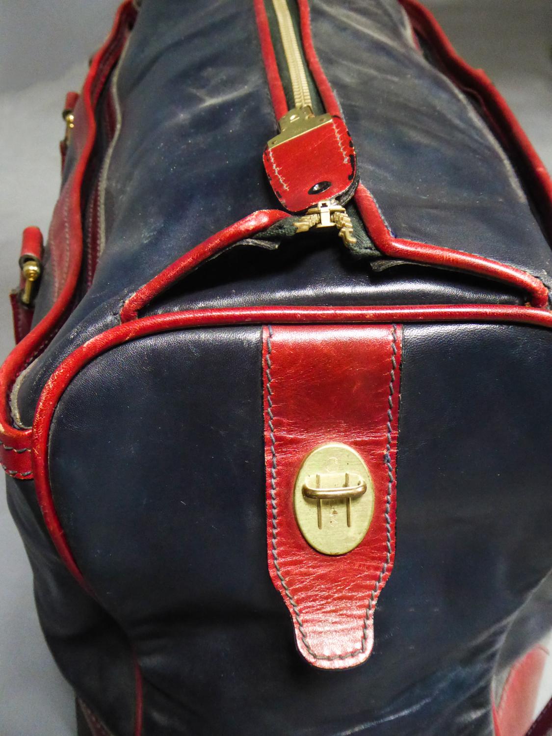 A French Leather Travel Bag from Clément Collection - France Circa 1980 For Sale 6