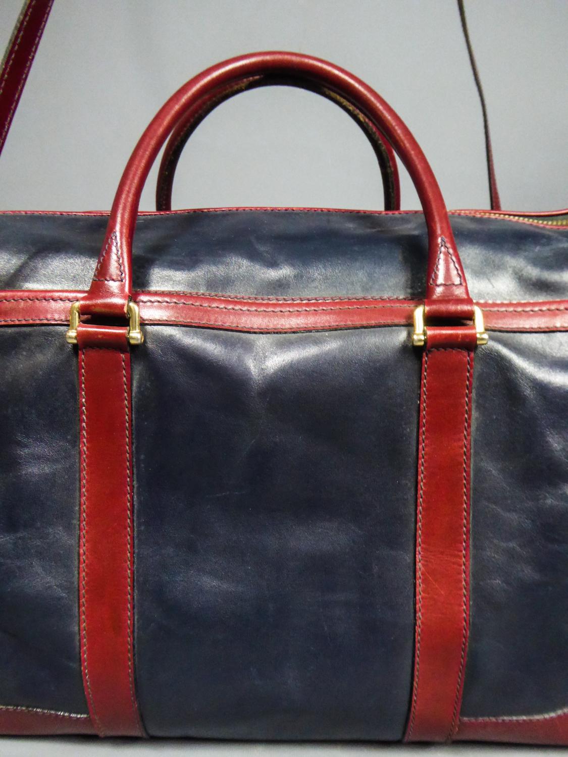 Black A French Leather Travel Bag from Clément Collection - France Circa 1980 For Sale