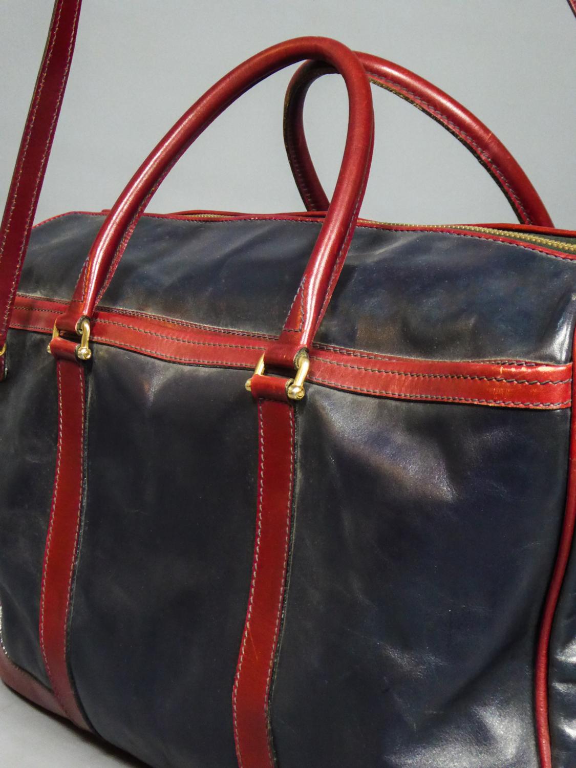 A French Leather Travel Bag from Clément Collection - France Circa 1980 For Sale 1