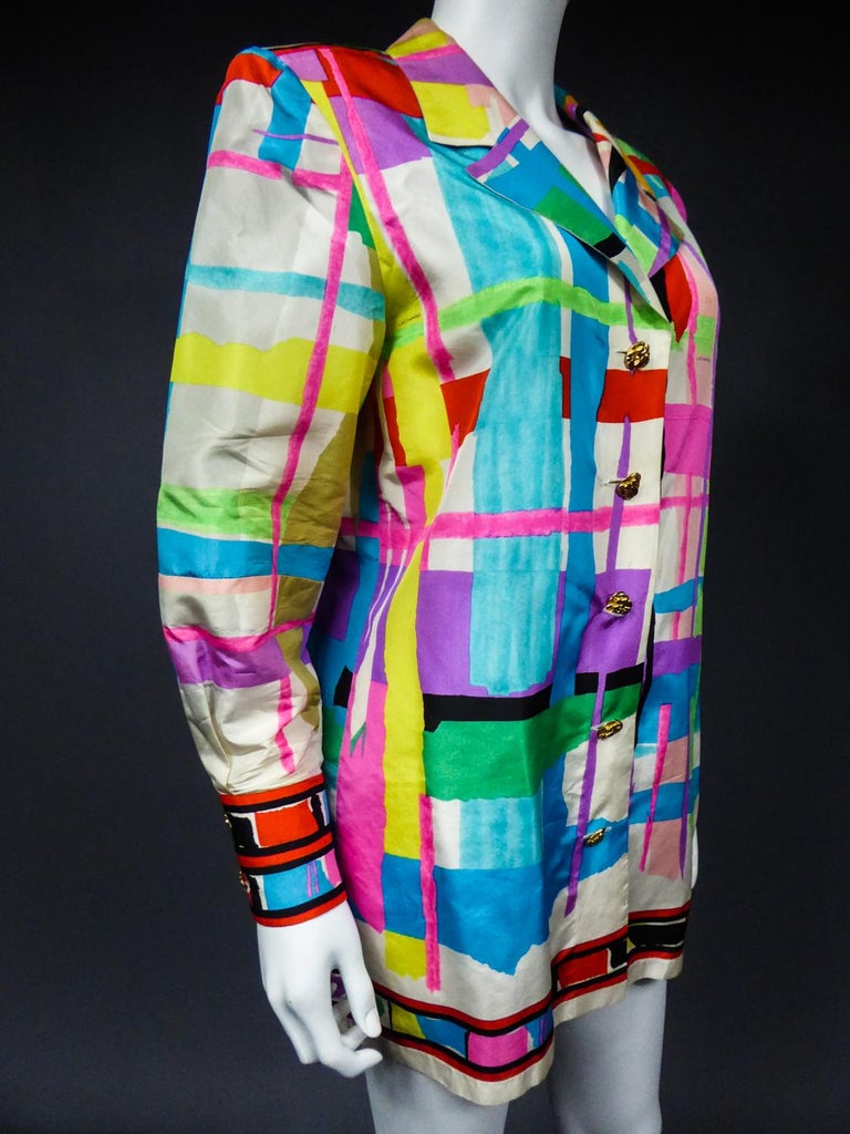 A French Leonard Couture Printed Silk Jacket Circa 1980/1990 For Sale 6