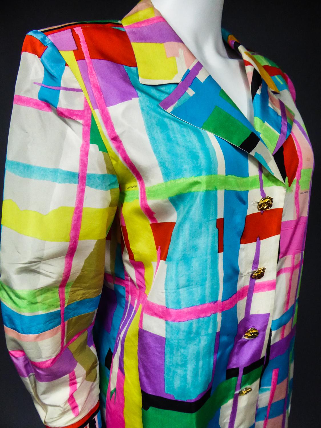 A French Leonard Couture Printed Silk Jacket Circa 1980/1990 For Sale 5