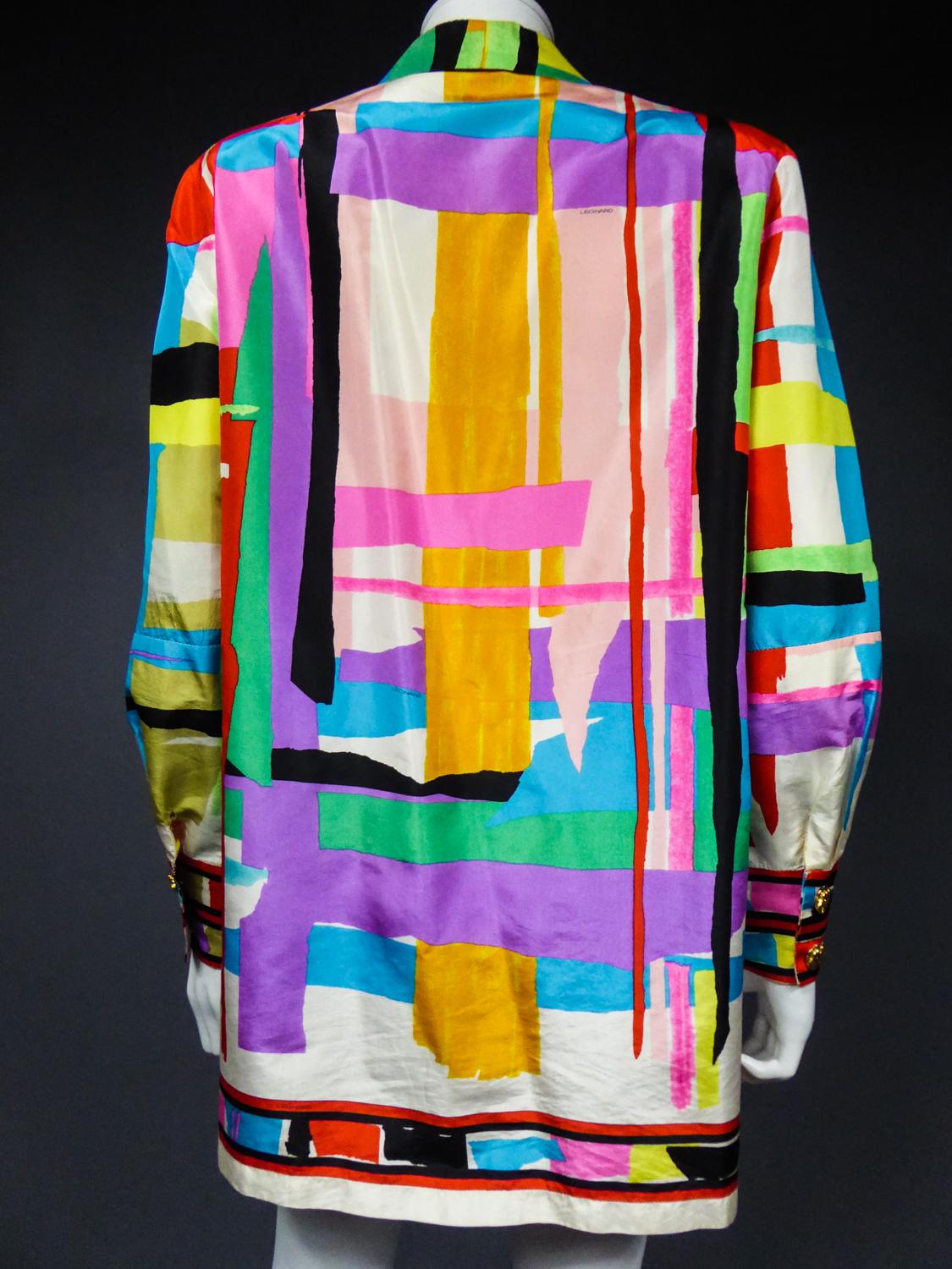 A French Leonard Couture Printed Silk Jacket Circa 1990 For Sale 7