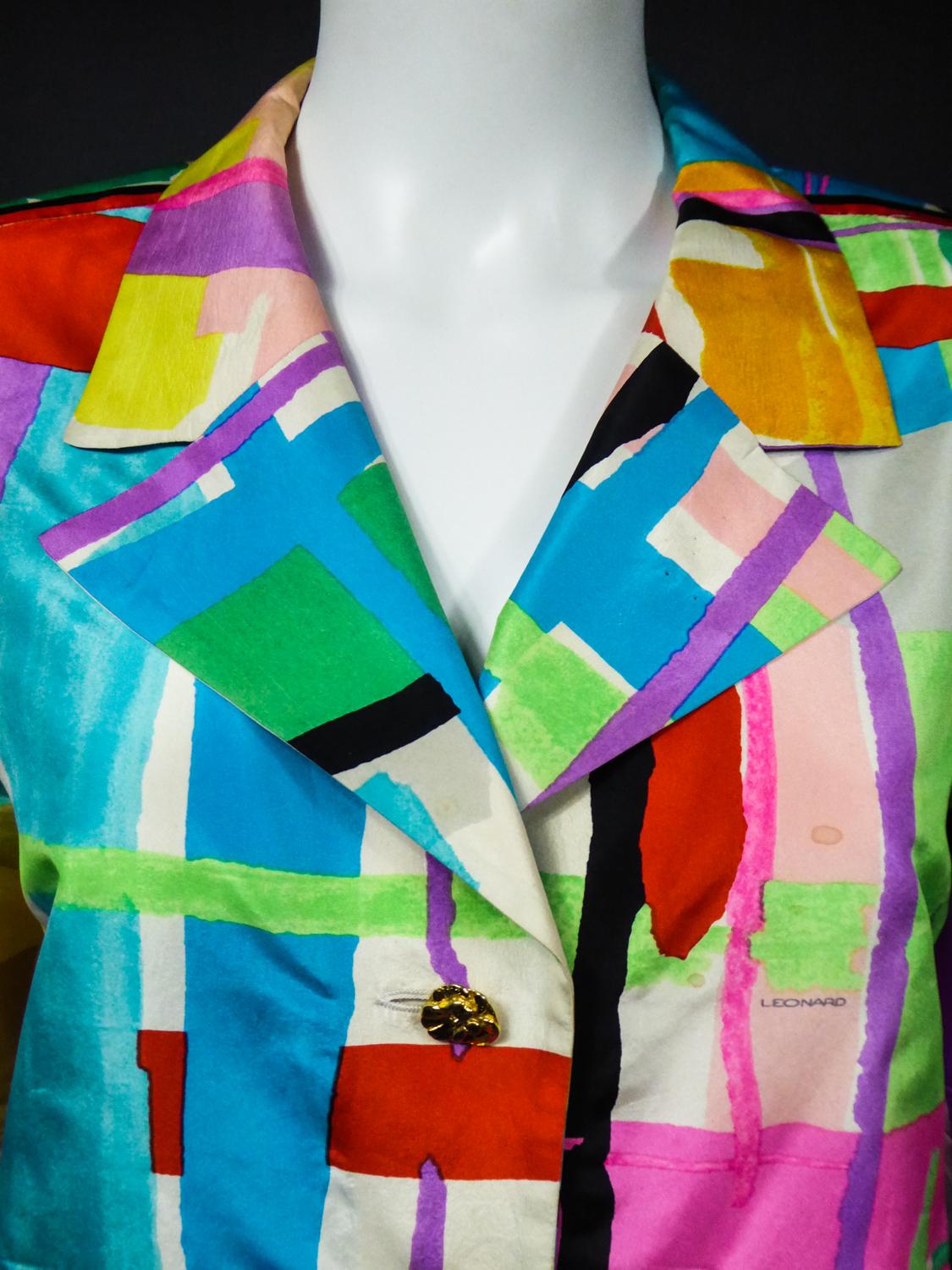 A French Leonard Couture Printed Silk Jacket Circa 1980/1990 For Sale 1