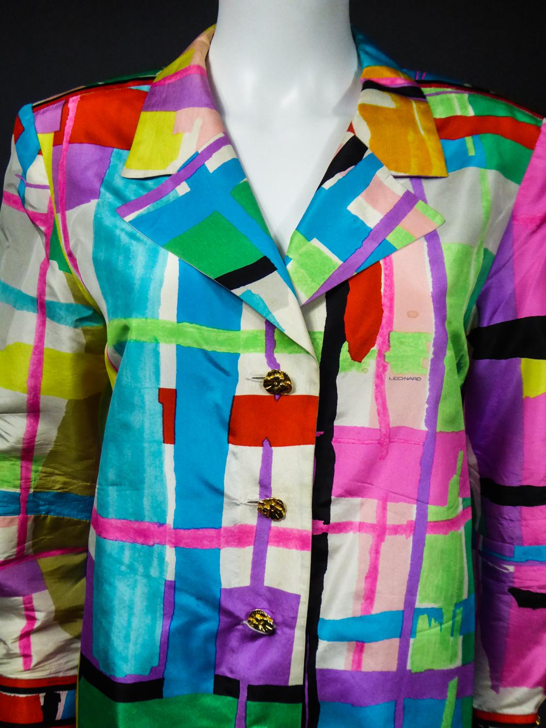 A French Leonard Couture Printed Silk Jacket Circa 1980/1990 For Sale 2