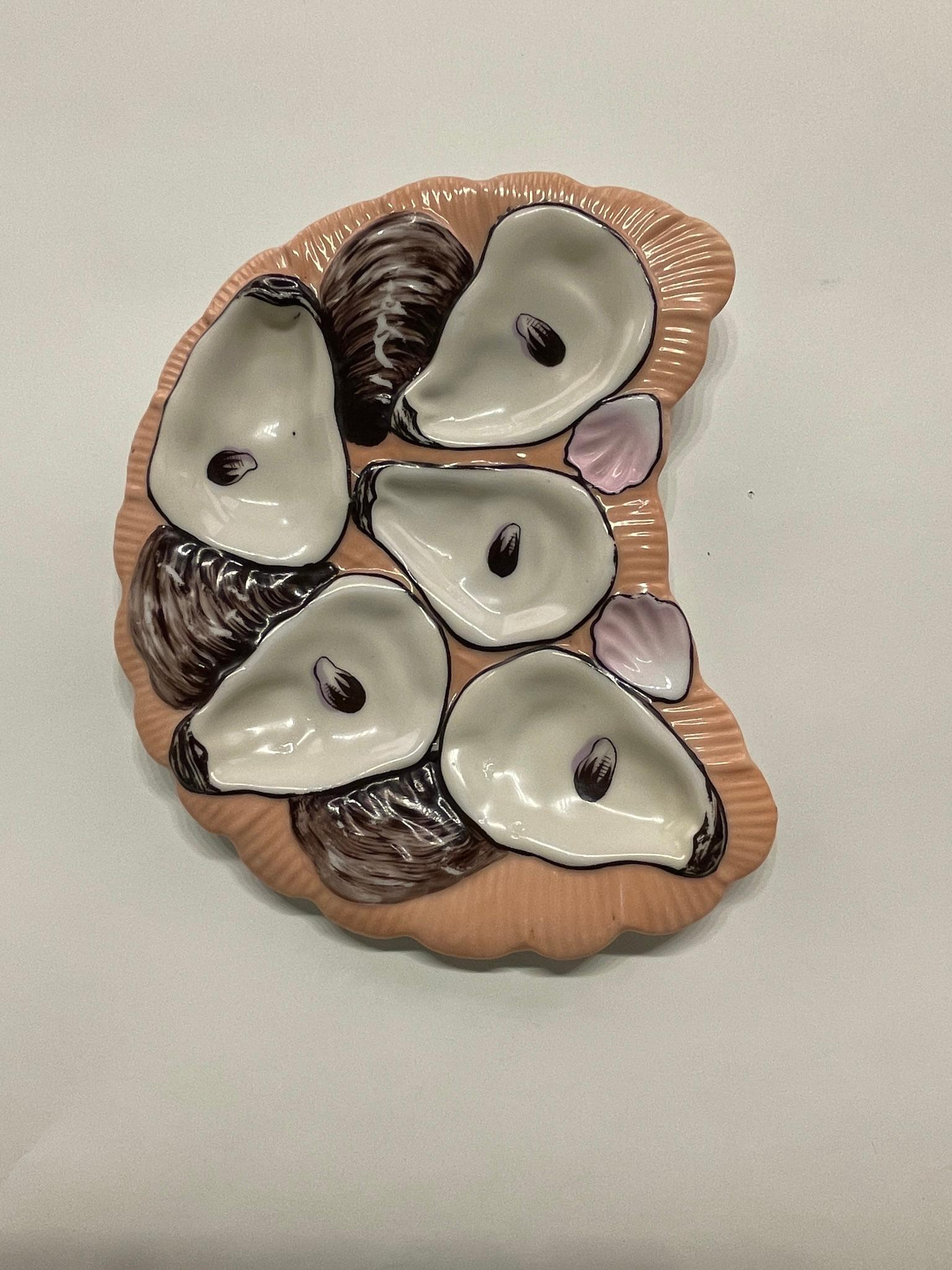 A French Limoges  Porcelain Oyster Plate In Fair Condition For Sale In Winter Park, FL