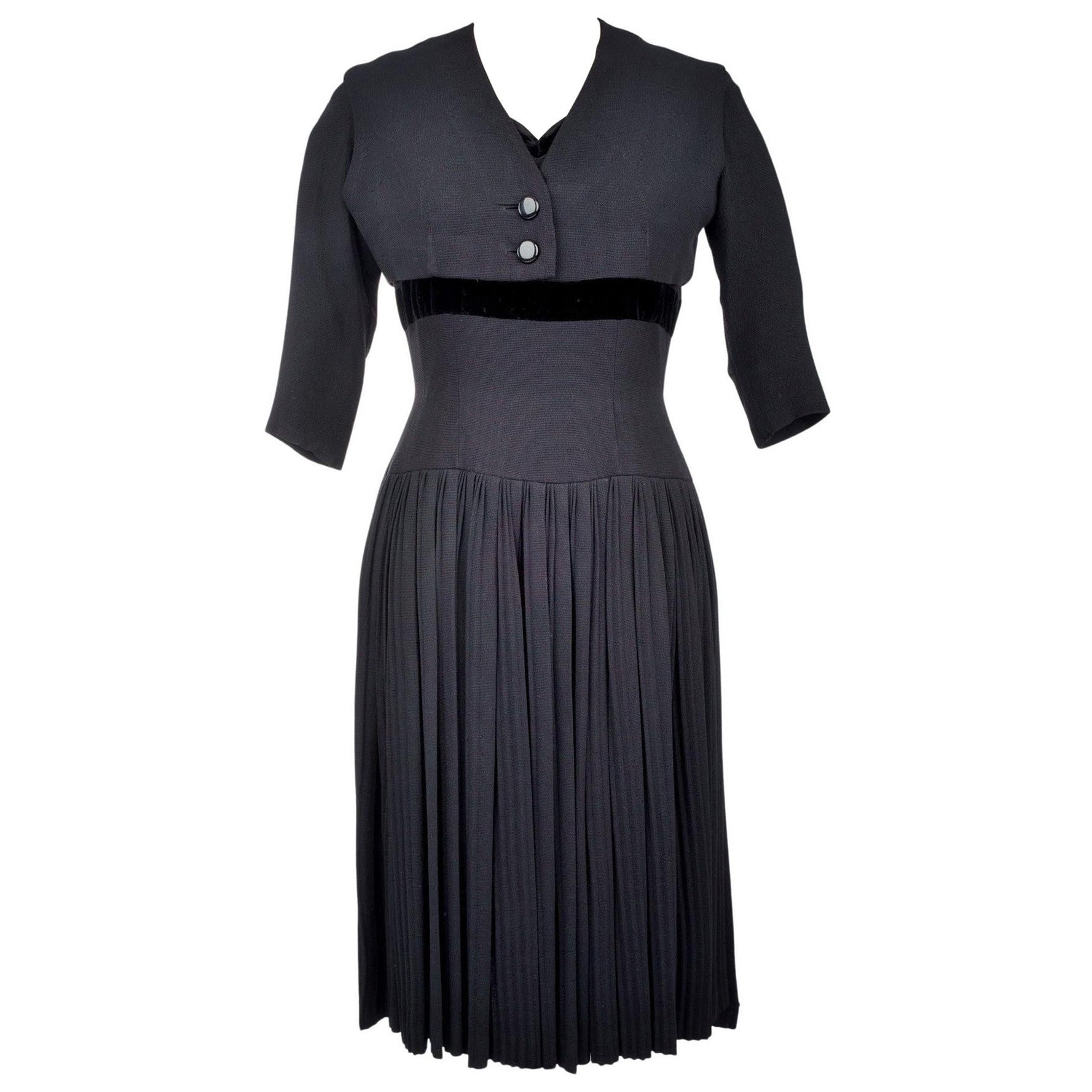 Un vestitino nero e un bolero francese di Nina Ricci, circa 1955
