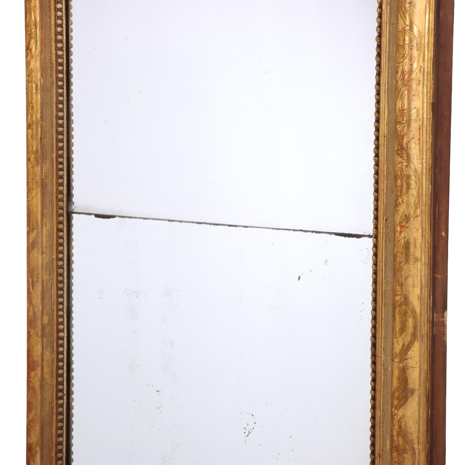 Miroir en bois doré de Louis Philippe, C.C. 1880. Bon état - En vente à Philadelphia, PA