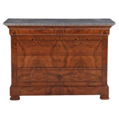 A French Louis Philippe highly figured walnut marble top commode C 1860.