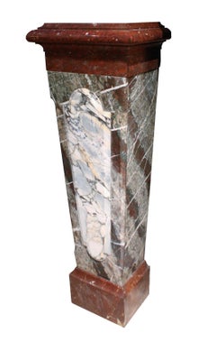 A French Louis XIV style 19th century pair of carved marbles pedestals