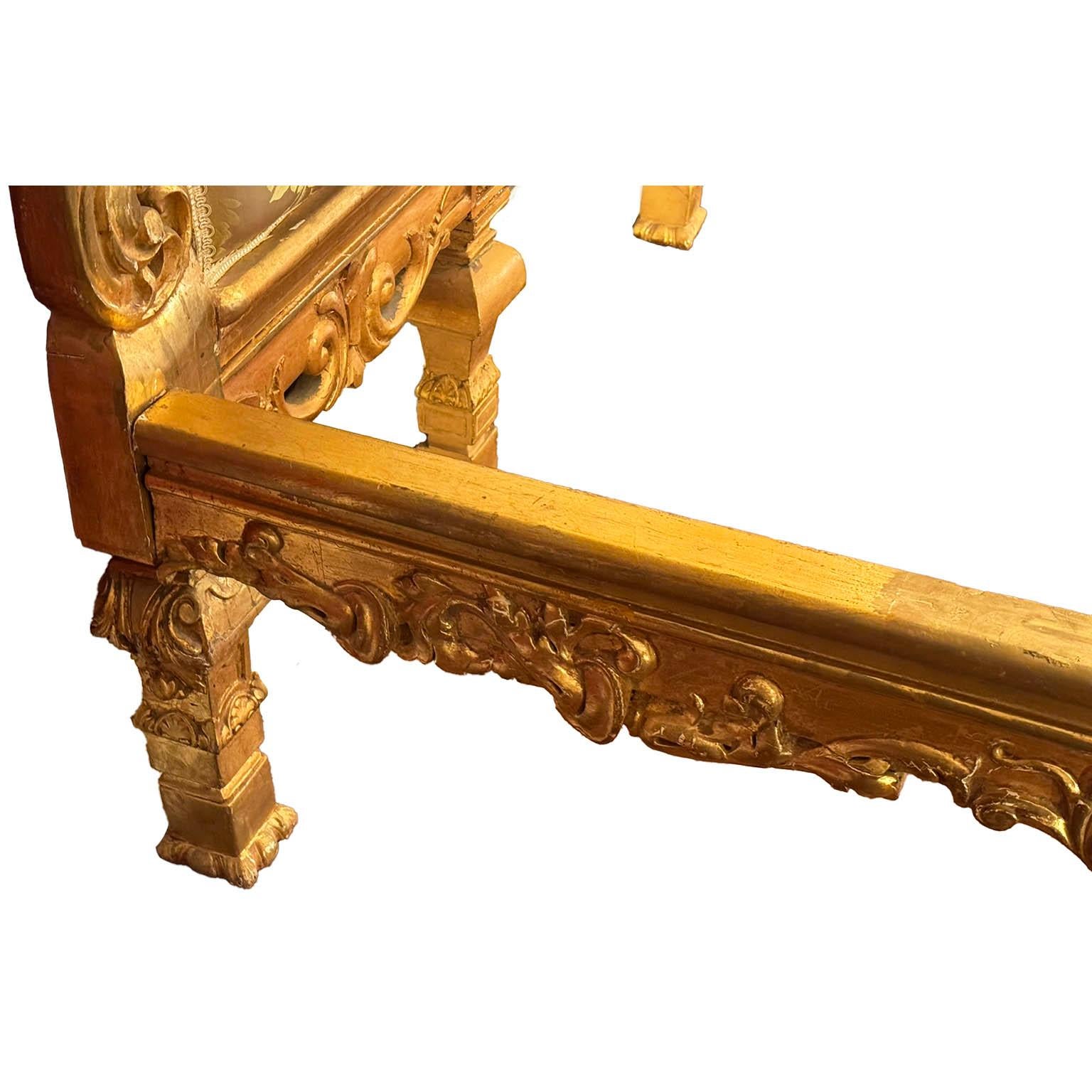 A French Louis XIX/XV Style Giltwood Carved Figural Queen-Size Bed with Cherubs For Sale 8