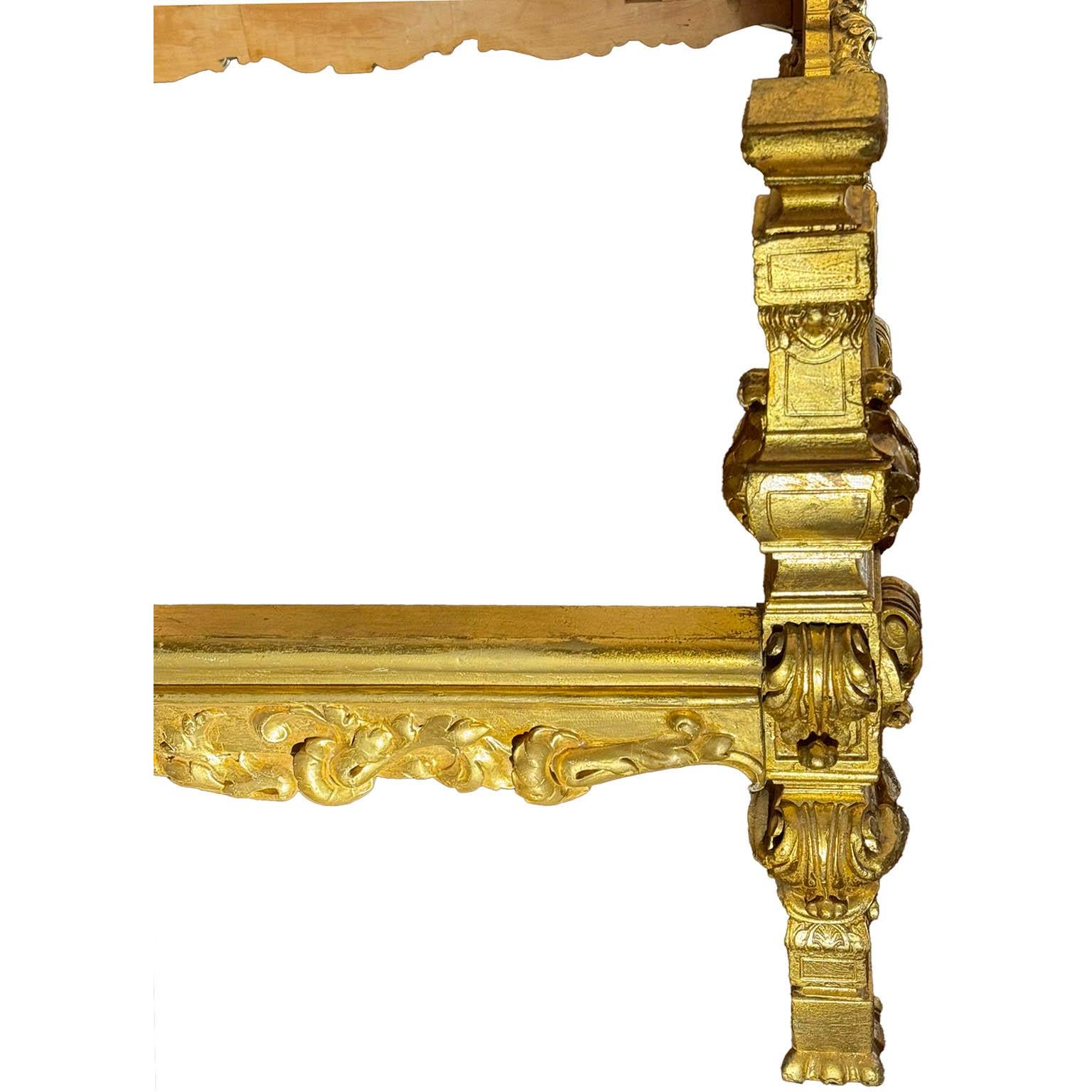 A French Louis XIX/XV Style Giltwood Carved Figural Queen-Size Bed with Cherubs For Sale 10