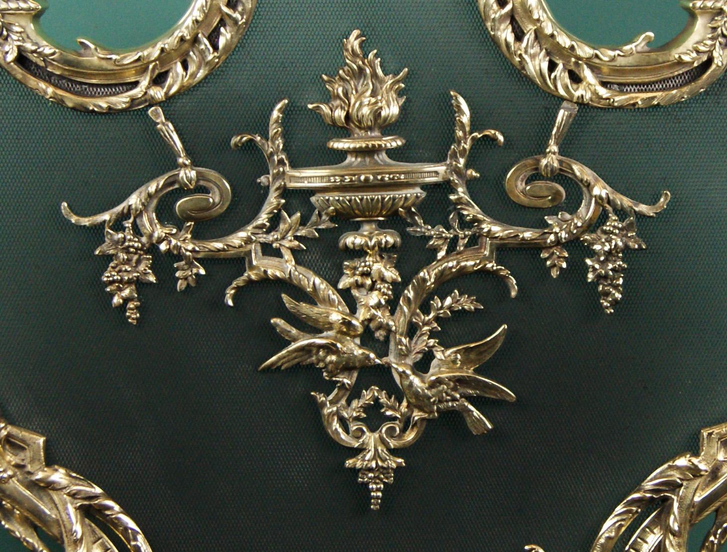 Gilt A French Louis XV Brass Fireplace Screen in the Rococo Form For Sale