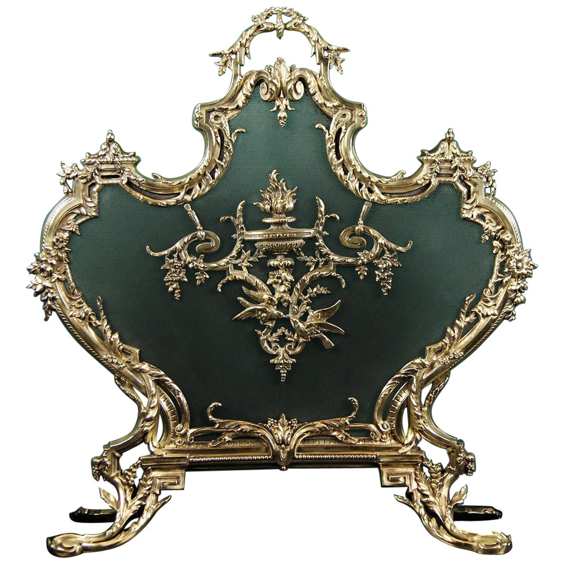 A French Louis XV Brass Fireplace Screen in the Rococo Form