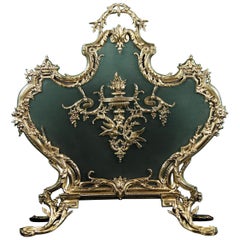 Französischer Louis XV.-Messing-Kaminschirm in Rokoko-Form, Louis XV.-Stil