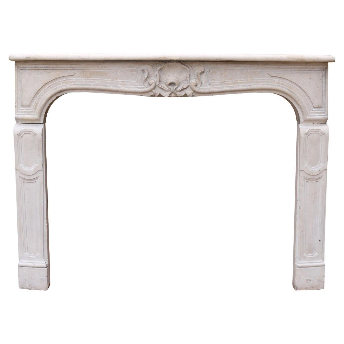 French Louis XV Stone Fire Mantel For Sale