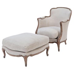 French Louis XV Style Armchair and Ottoman, circa 1910